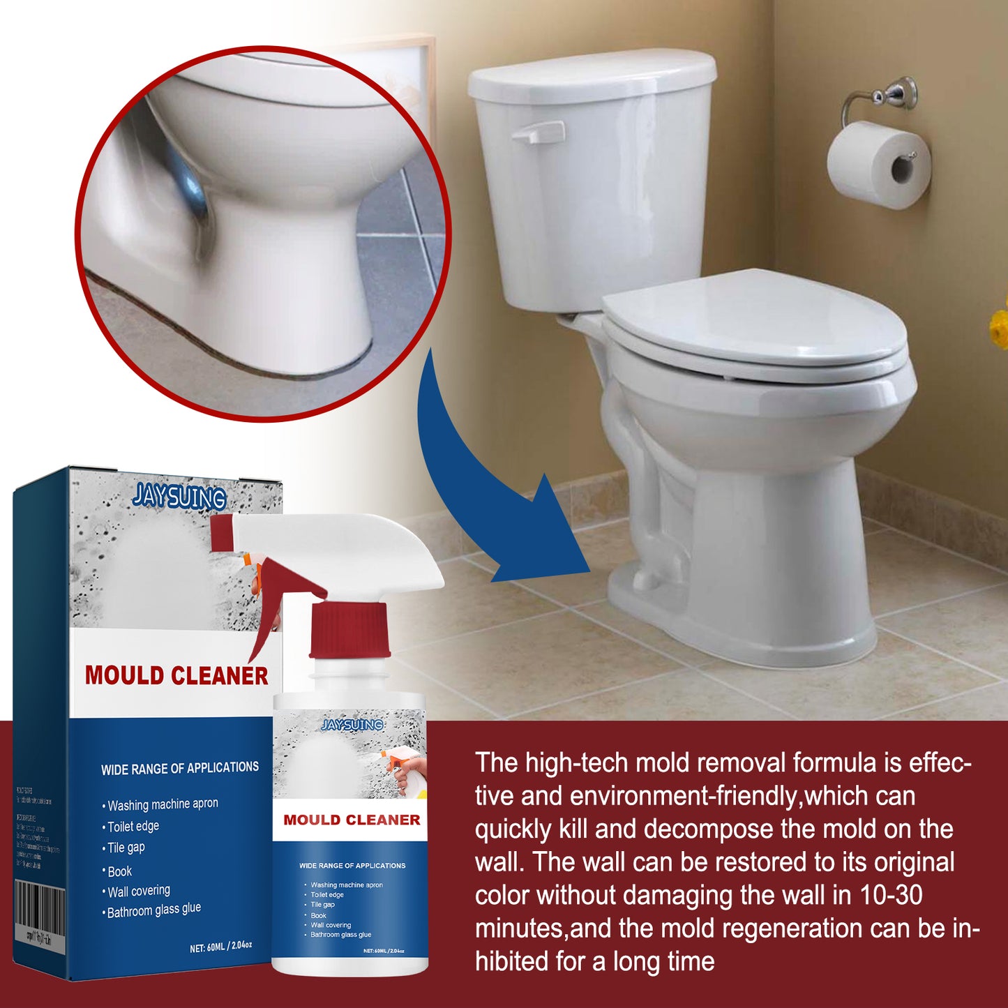 Fifuroes Mold Remover Spray, Ceiling Bathroom Tile Wall Multi-Effect Cleaning Decontamination And Mildew Removal Spray