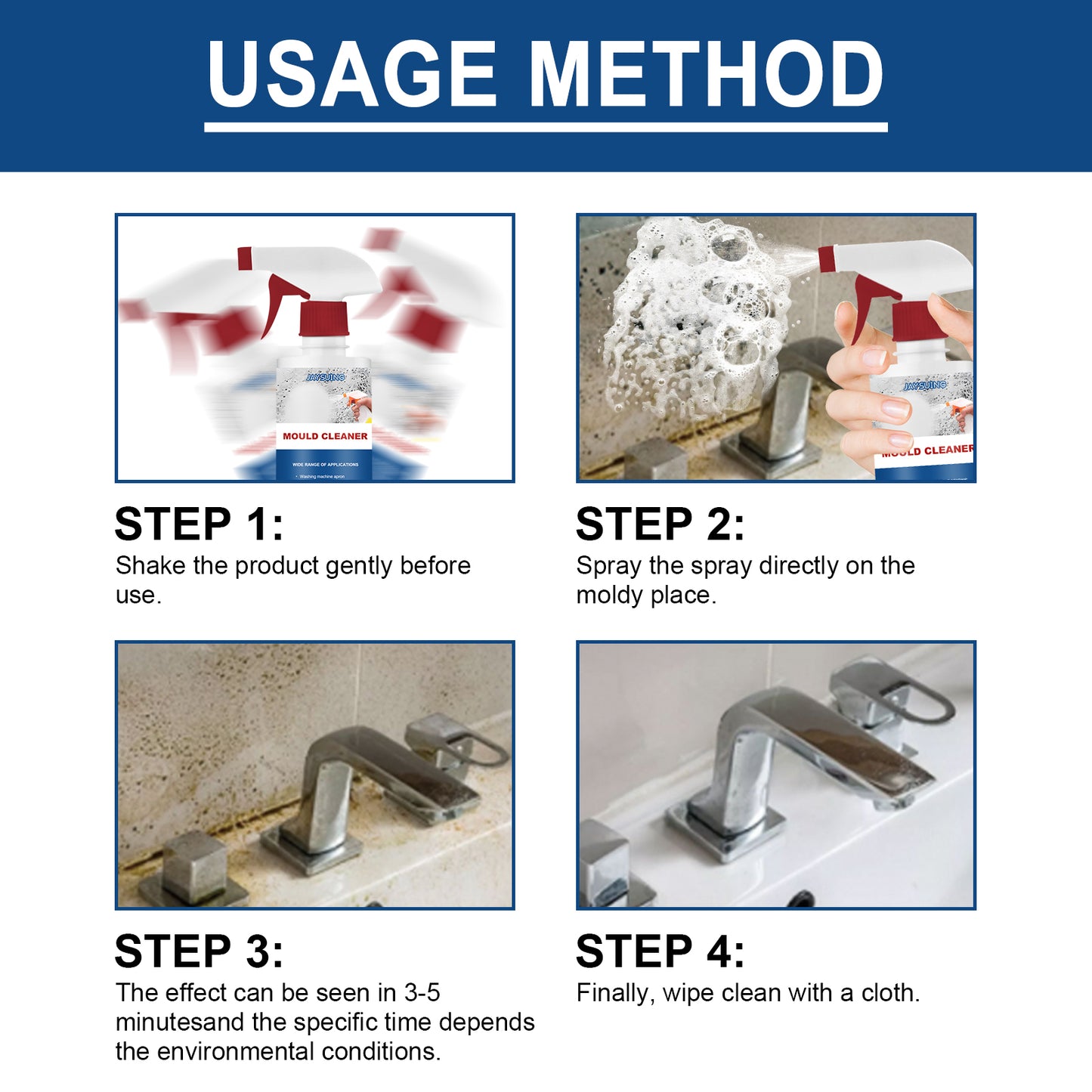 Fifuroes Mold Remover Spray, Ceiling Bathroom Tile Wall Multi-Effect Cleaning Decontamination And Mildew Removal Spray
