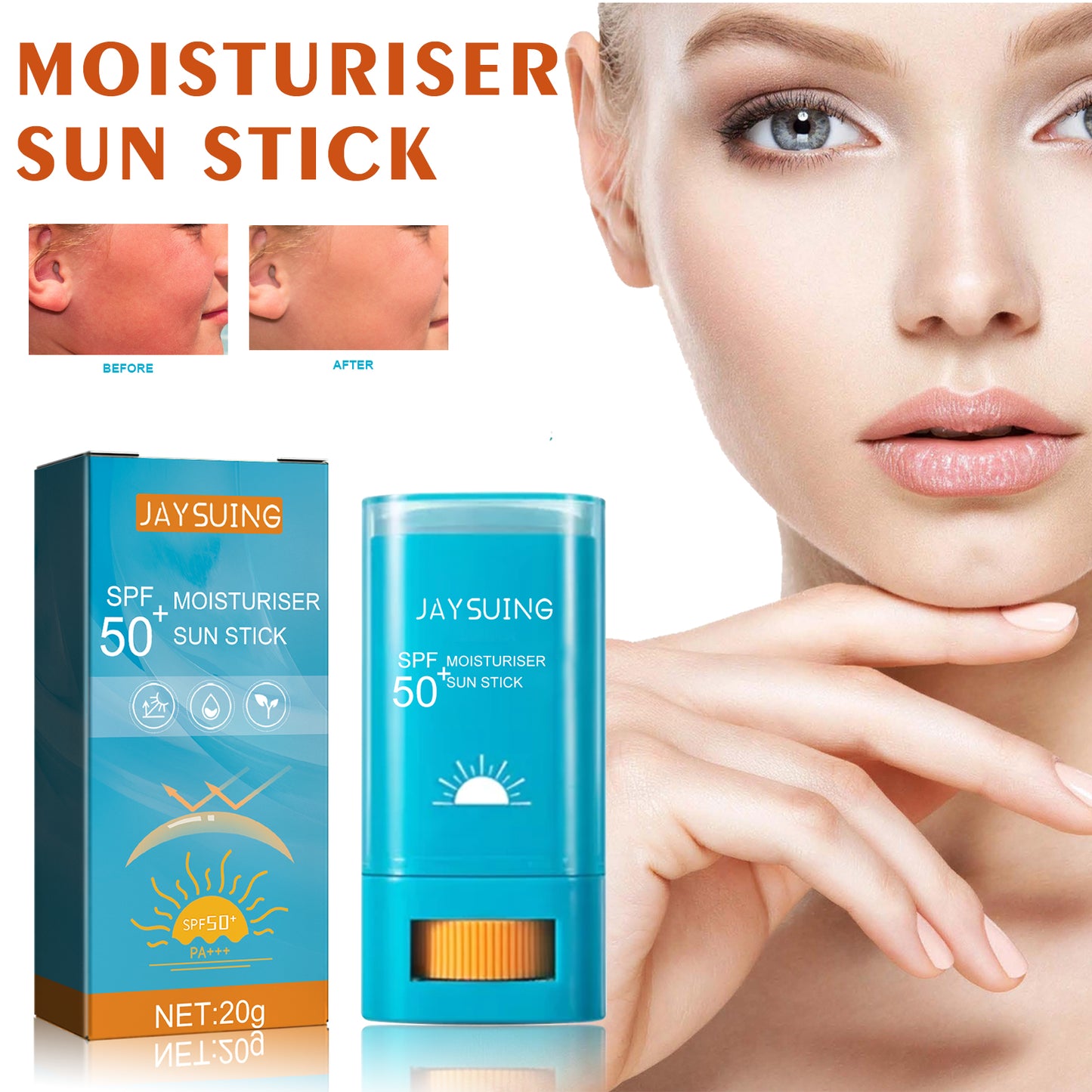 Fifuroes Moisturizing Protection Stick, Protection Refreshing Waterproof Anti-sweat Anti-UV Cream