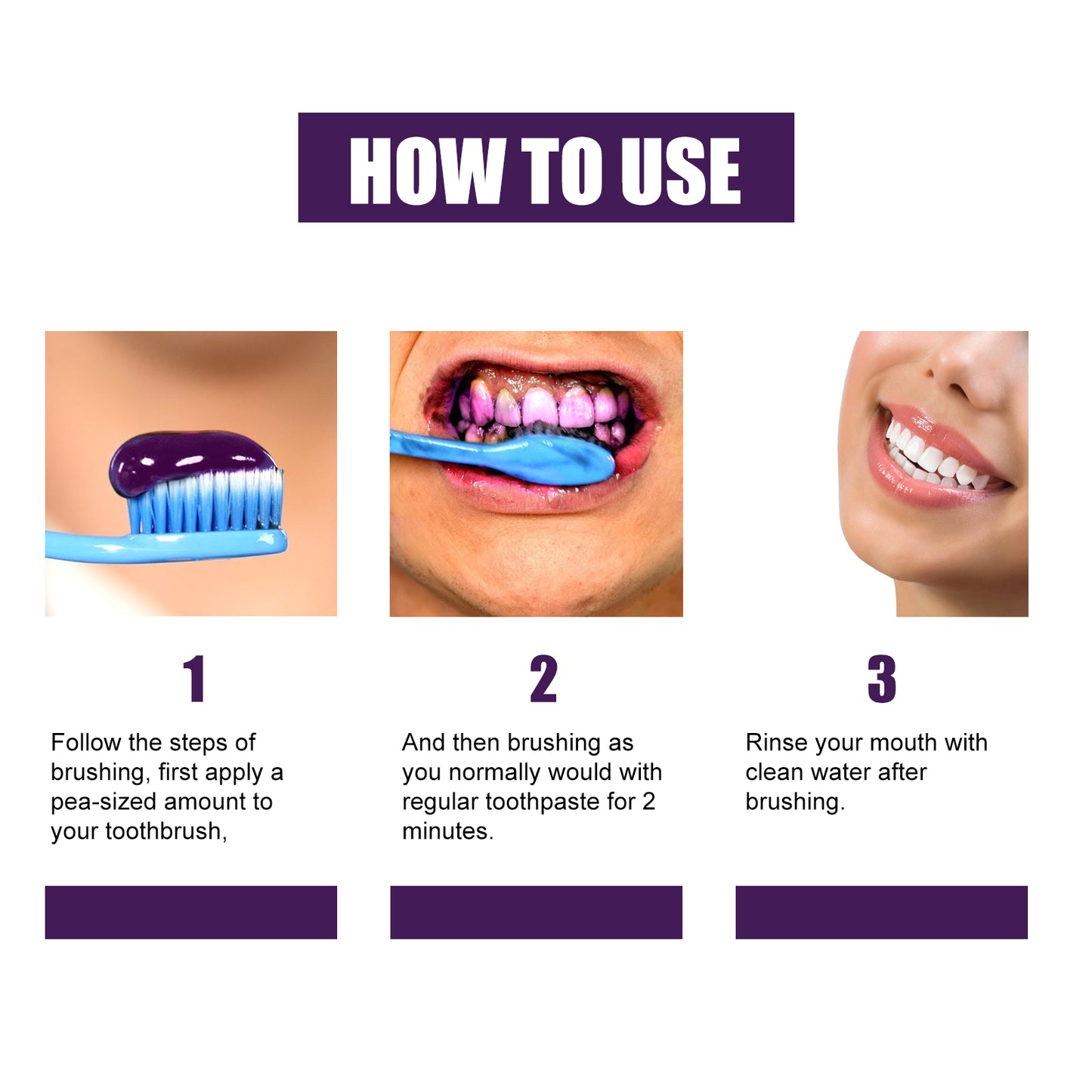 Fifuroes V34 Purple Toothpaste Beauty Teeth Stain Removal Anti-Pigmentation Yellow Teeth Clean White Bright White