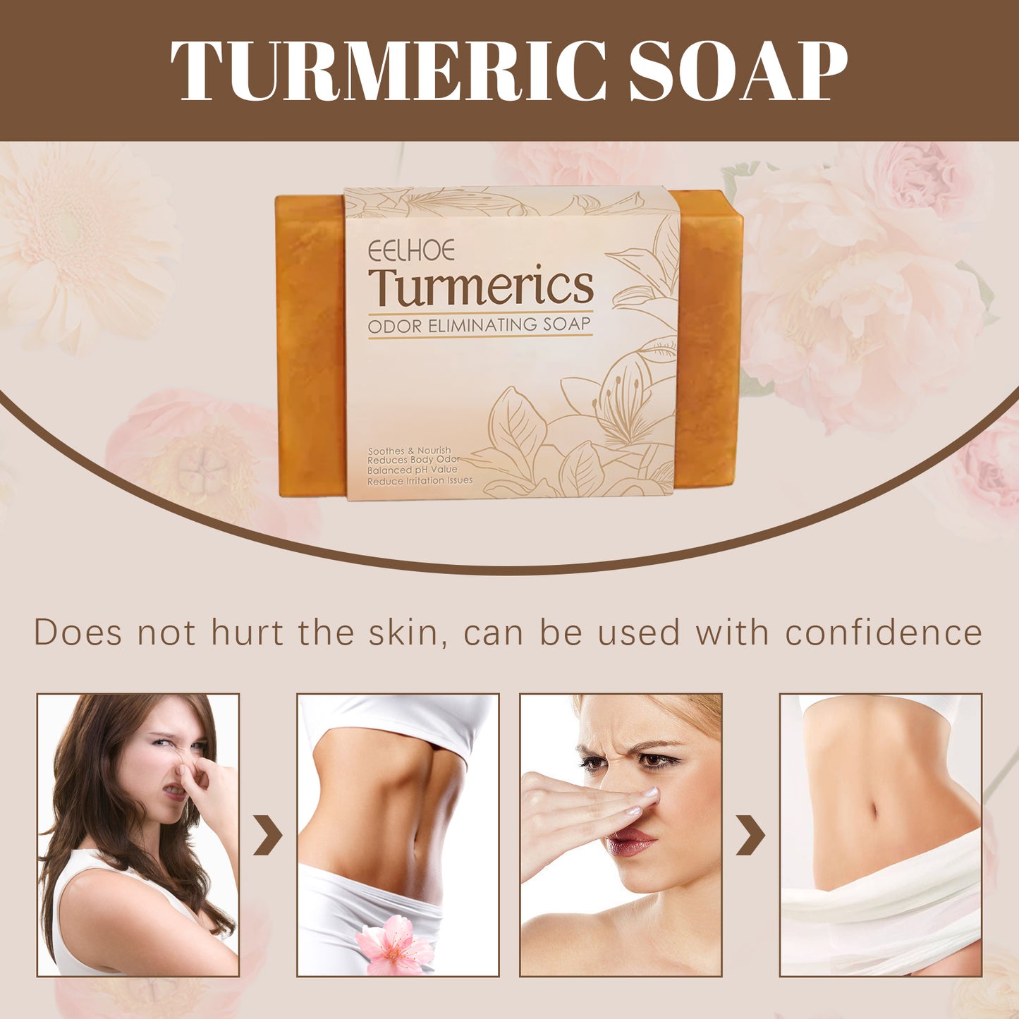 Fifuroes Turmeric Cleansing Soap Moisturizes Skin Women's Body Gently Cleans Odors Moisturizing Brightening Cleansing Soap