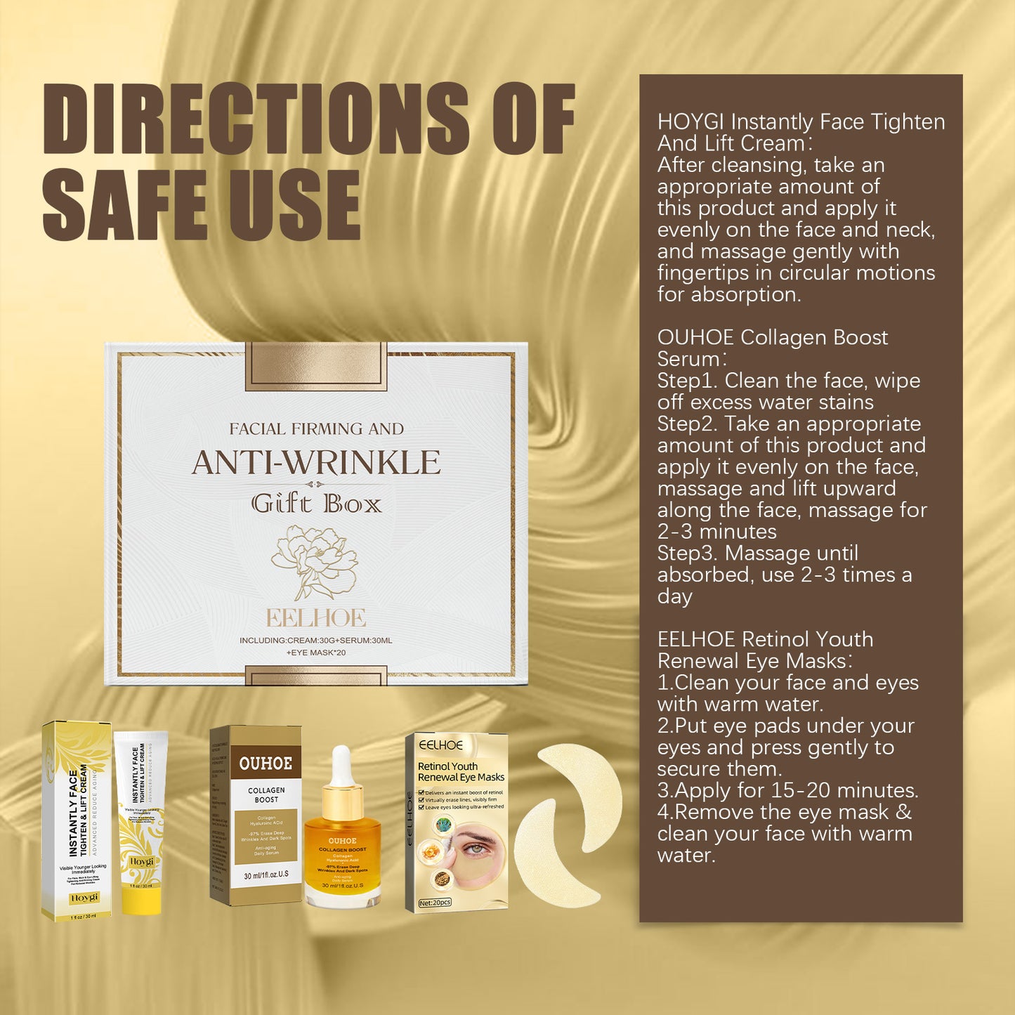 Fifuroes Facial Skin Care Gift Box, Moisturizing And Moisturizing Face And Eye Skin Rejuvenation Care And Lotion Set