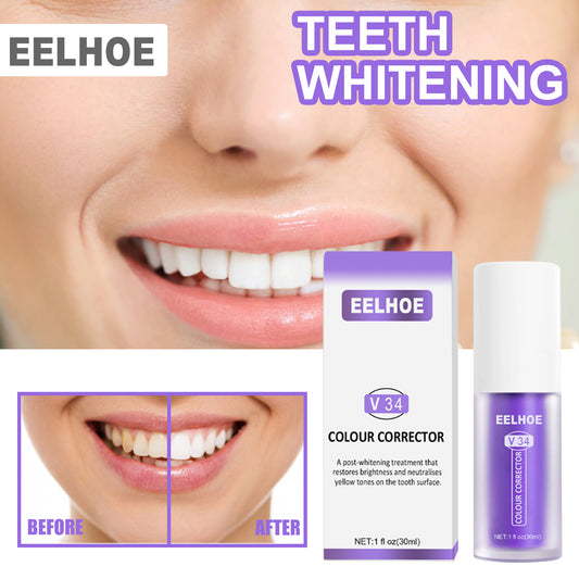 Fifuroes V34 Colour Corrector, Mouth Shine White Clean Stains Shine White Teeth Purple Toothpaste