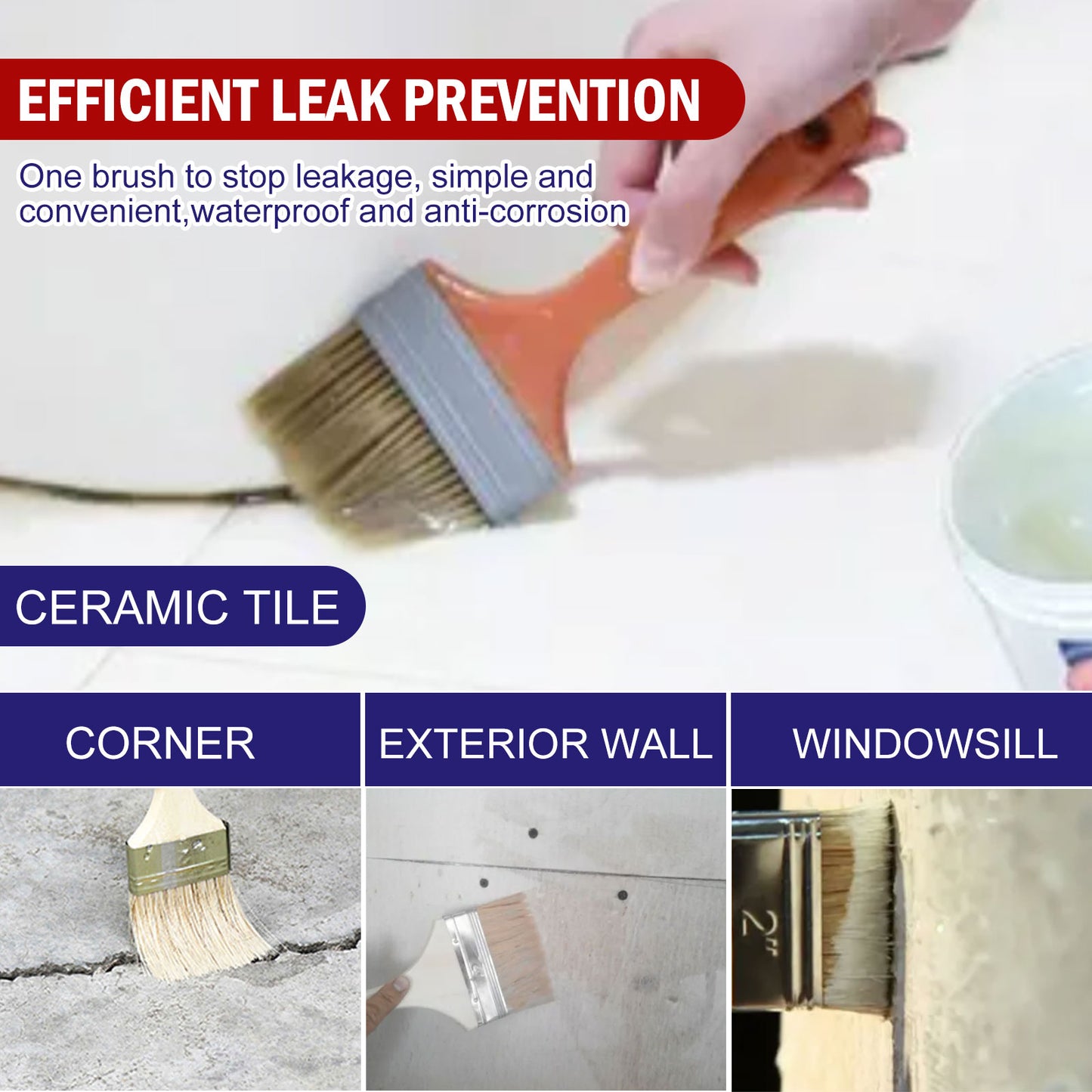 Fifuroes Transparent Leak Repair Waterproof Glue, Free Smashing Brick Toilet Kitchen Floor Tile Paint Waterproofing Agent