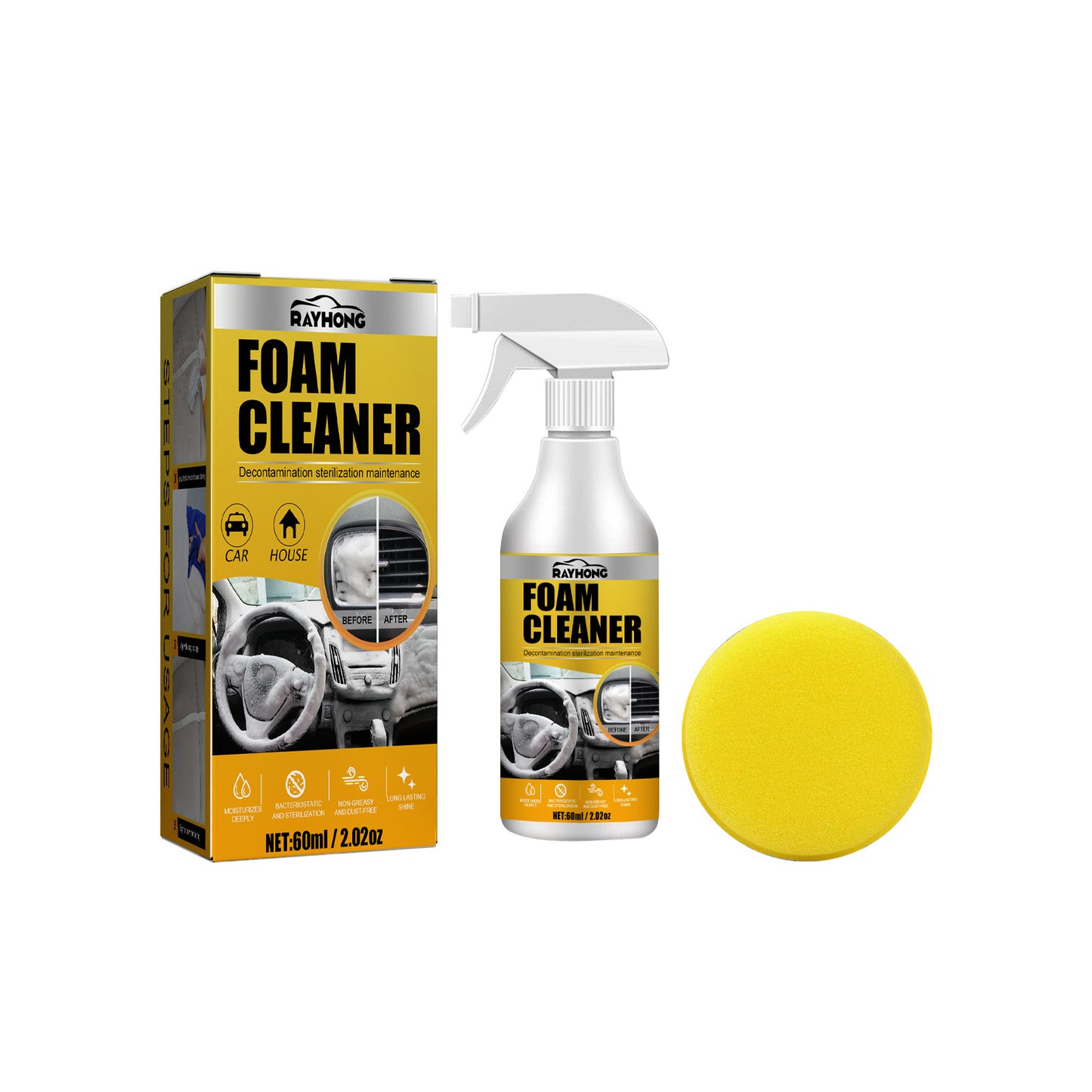 Fifuroes Car Interior Foam Cleaner, Wash Free Decontamination Seat Ceiling Instrument Panel Foam Cleaner