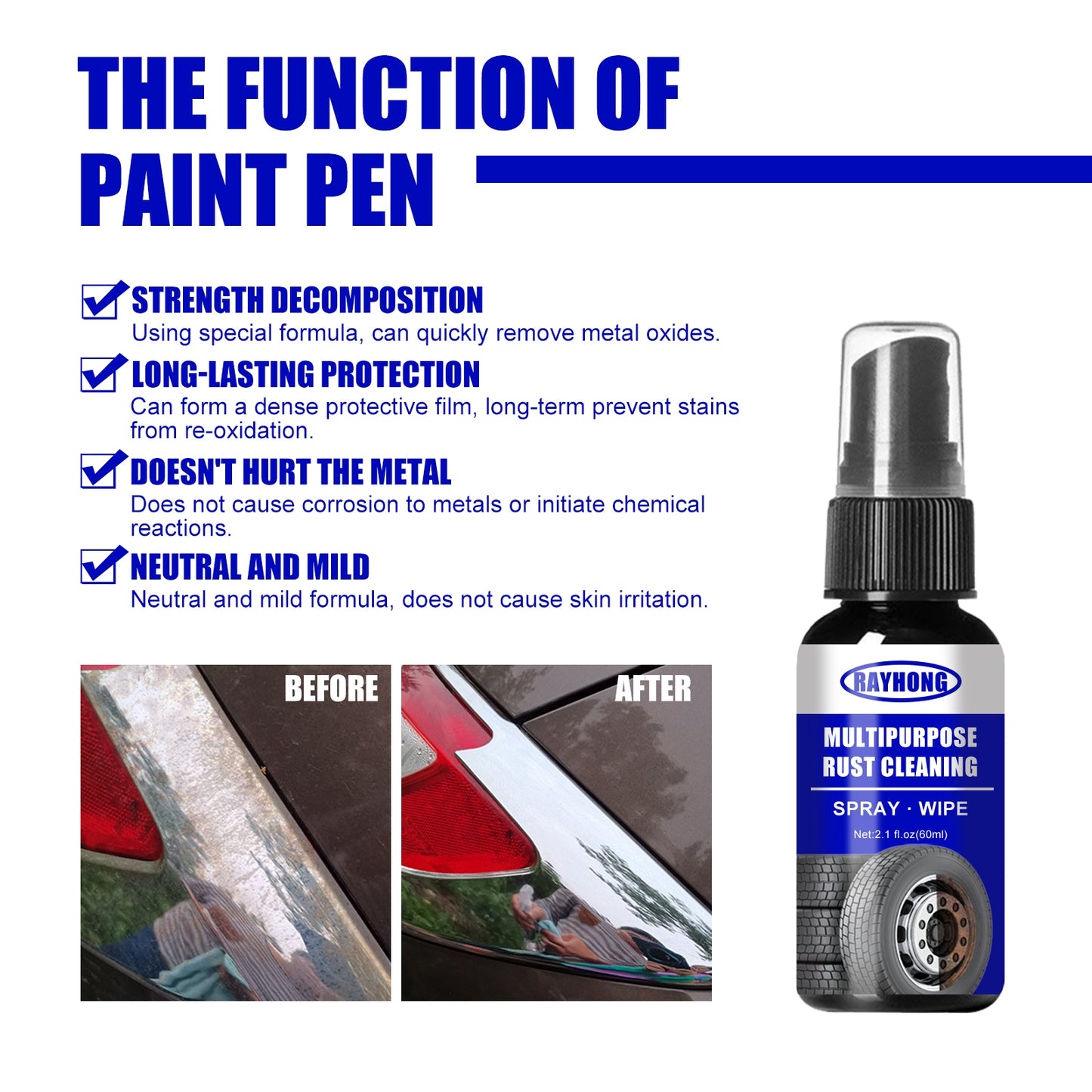Fifuroes Multipurpose Rust Cleaning, Metal Door And Window Cleaning Rust Remover Screws Bolt Loosening Rust Remover Converter