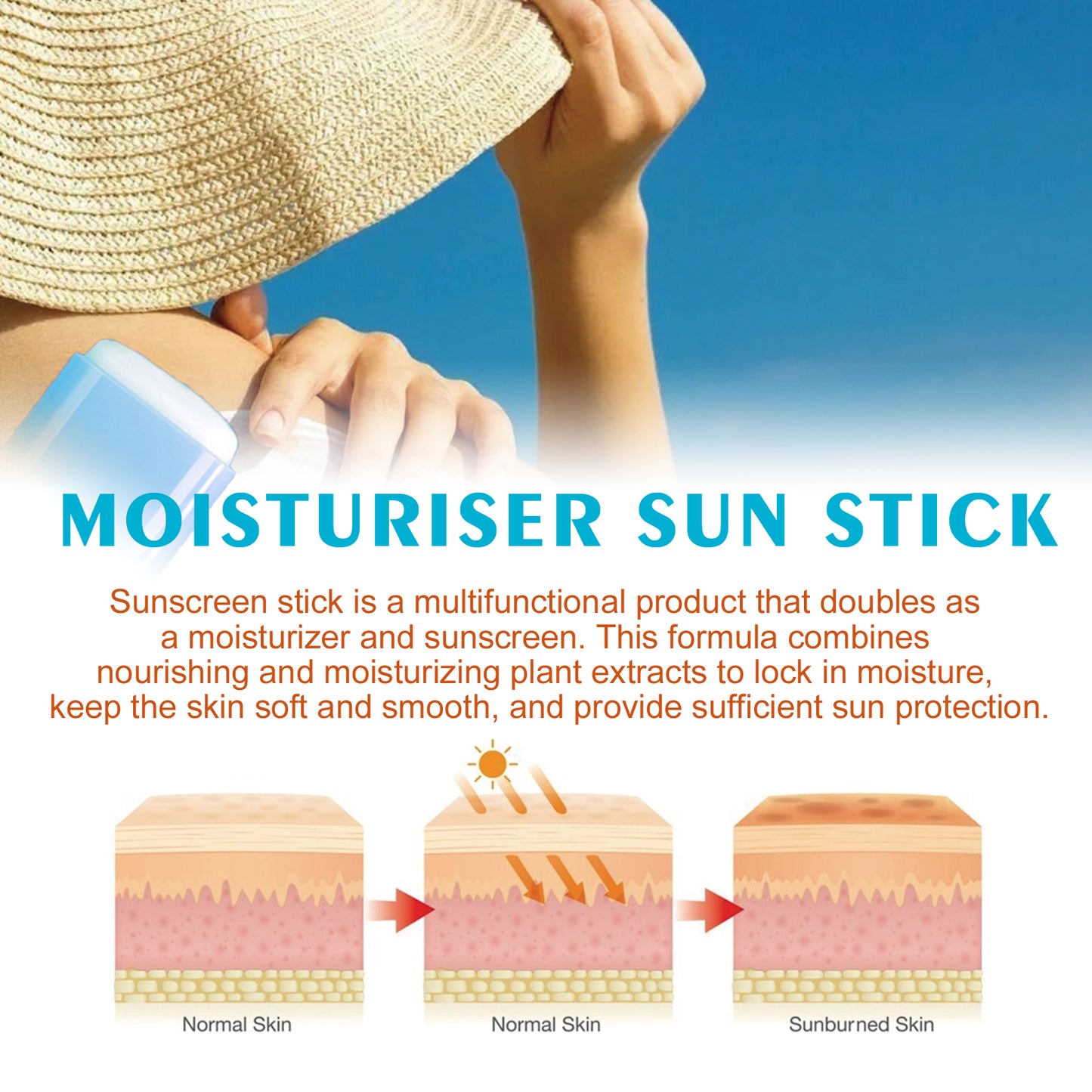 Fifuroes Moisturizing Protection Stick, Protection Refreshing Waterproof Anti-sweat Anti-UV Cream
