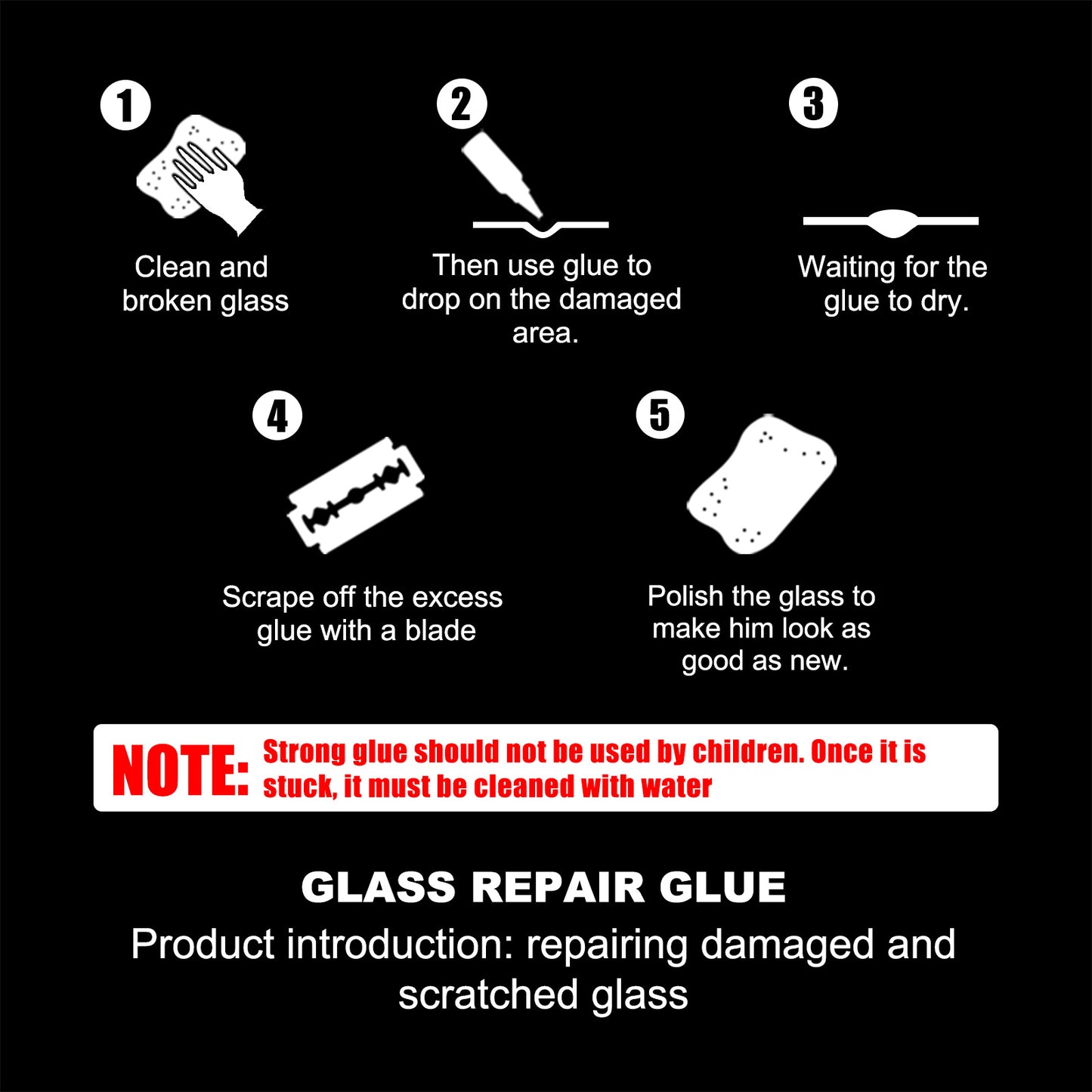 Fifuroes Automotive Glass Repair Adhesive, Windshield Crack Repair Adhesive Repair Adhesive Glass Repair Adhesive