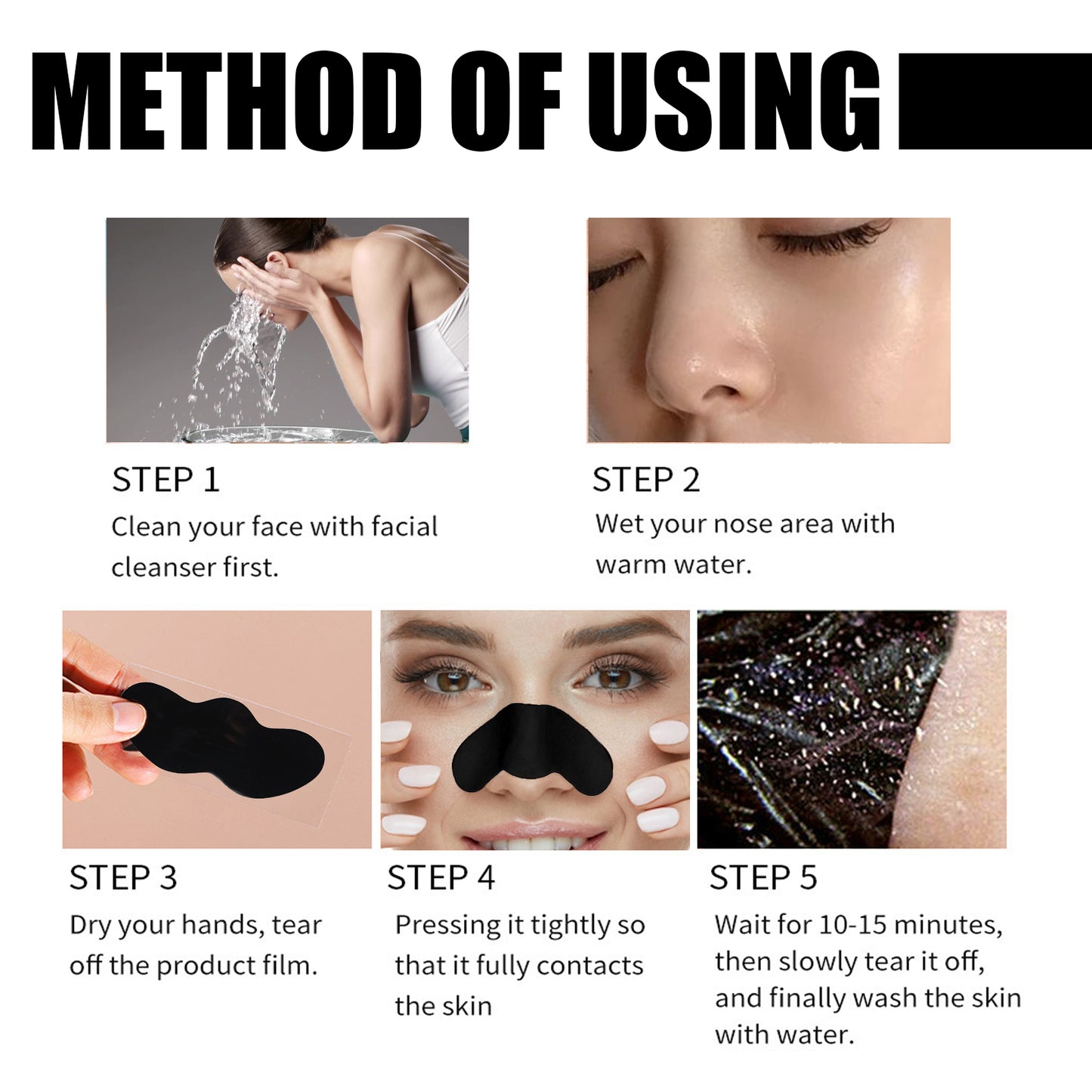Fifuroes Black Pig Nose Patch, Bamboo Charcoal Remove Blackhead Acne Tear Nose Mask Patch