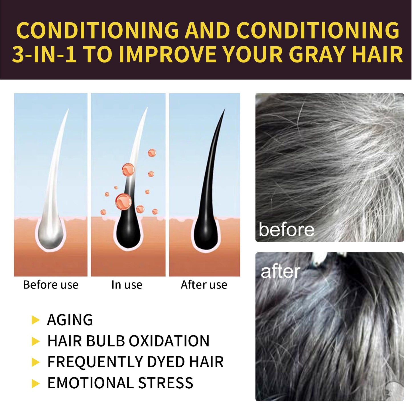 Fifuroes Black Hair Shampoo, Multiflorum Essence Moisturizing Nourishing Cleansing Repairing Black And Smooth Hair Shampoo