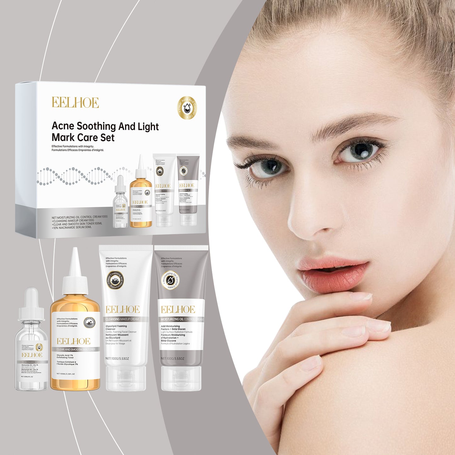 Fifuroes Acne Care Set Brightening Skin Gentle Moisturizing Repair Skin Moisturizing facial set