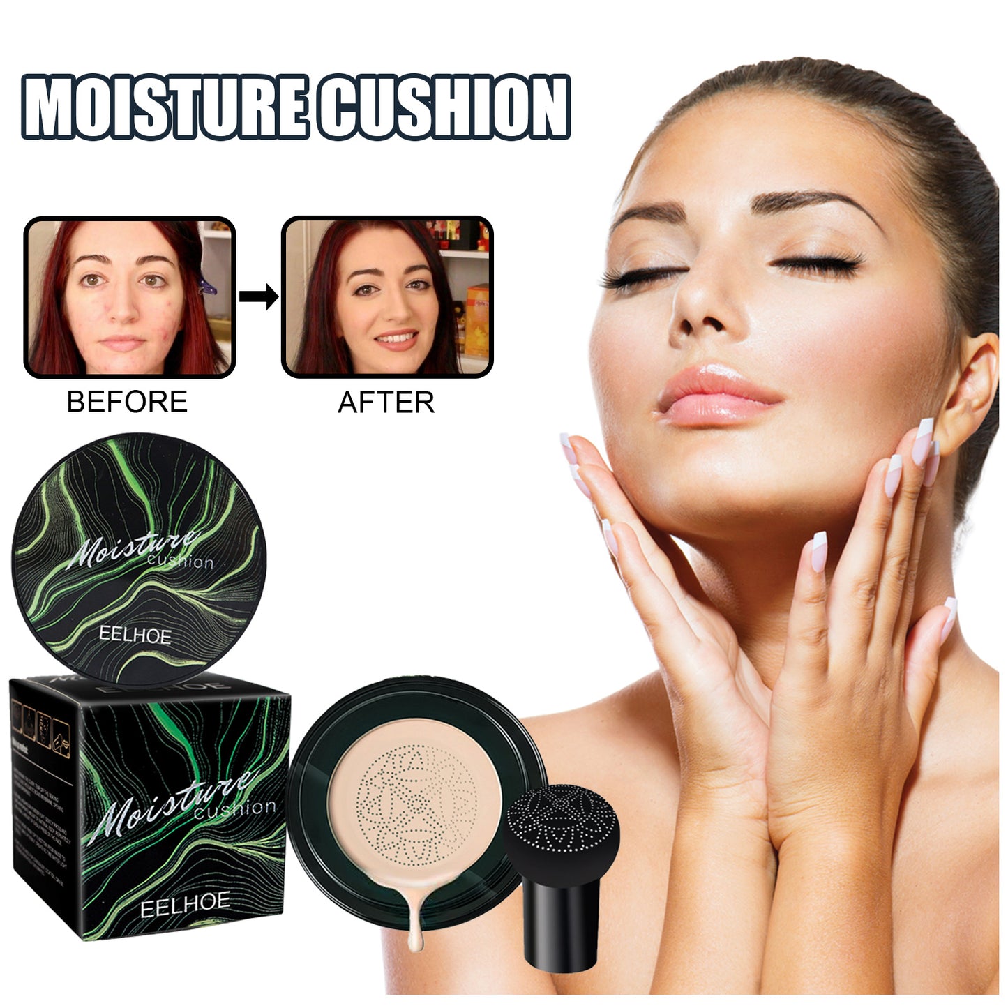 Fifuroes Moisture Cushion, Hides Facial Blemishes And Brighens Natural Nude Foundation Cream