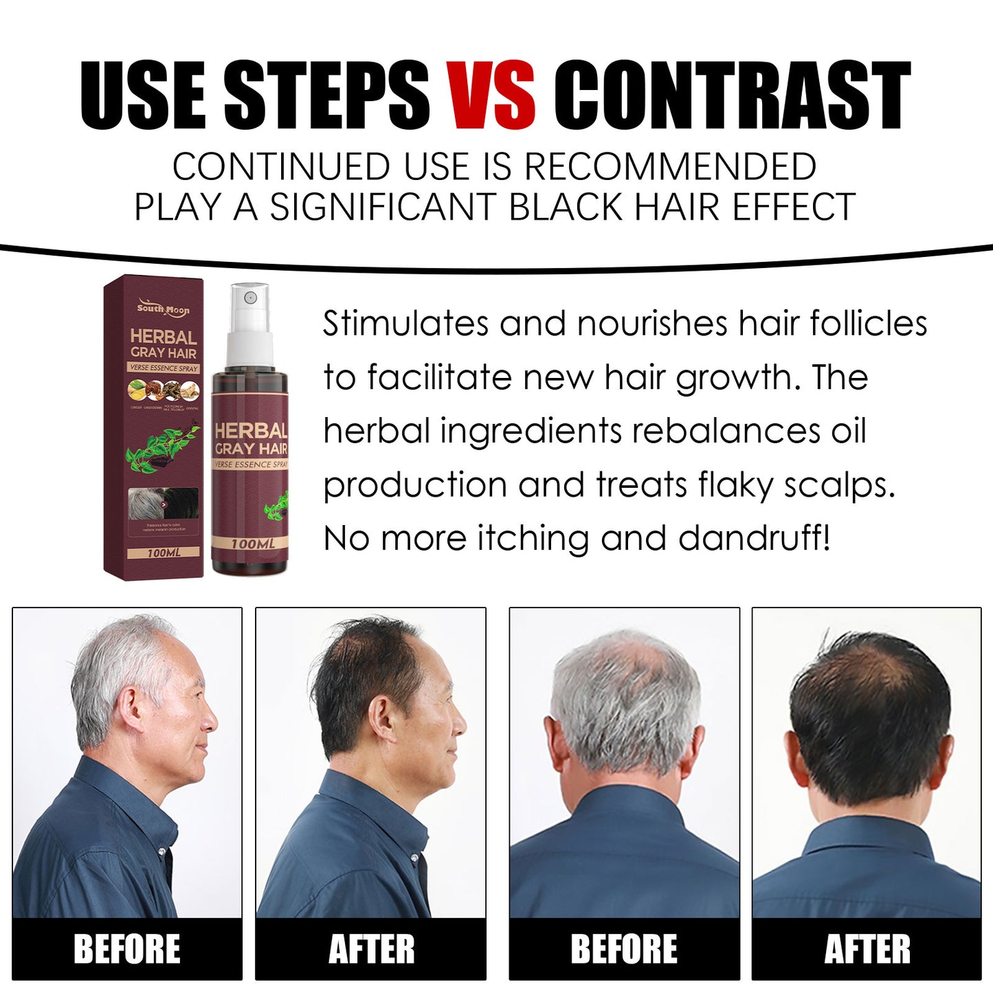 Fifuroes Herbal Black Hair Liquid Polygonum Multiflorum Herb Essence Moisturizing Black Hair Conditioner