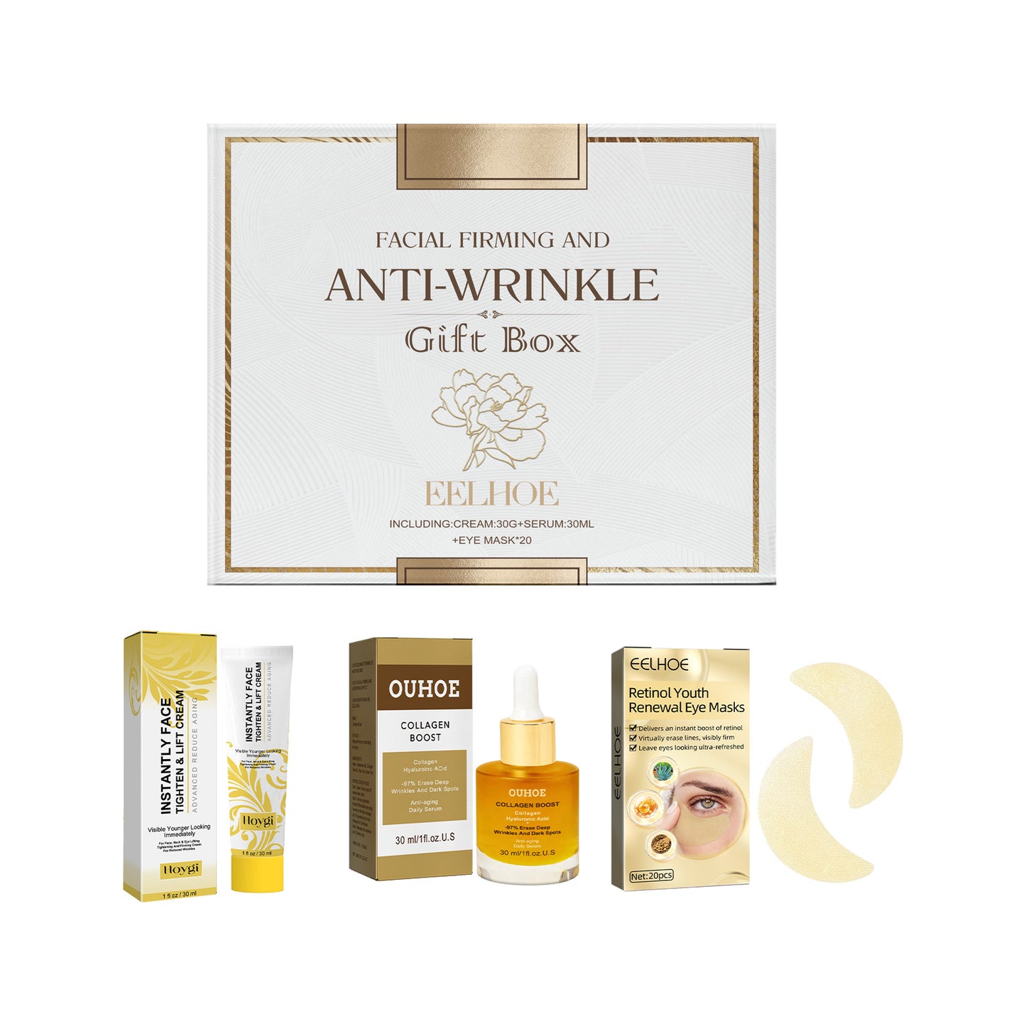Fifuroes Facial Skin Care Gift Box, Moisturizing And Moisturizing Face And Eye Skin Rejuvenation Care And Lotion Set