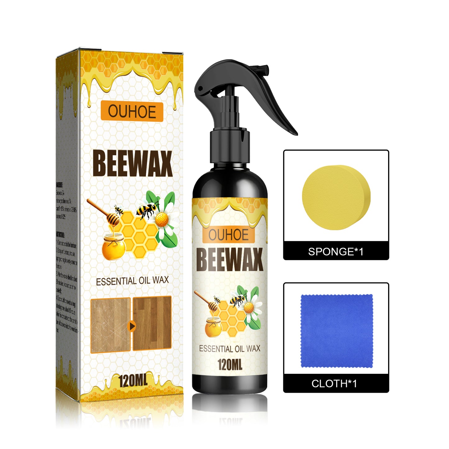 Fifuroes Furniture Beeswax Spray, Furniture Floor Care Polishing Waterproof Anti-Cracking Scratches Refurbished Care Wax