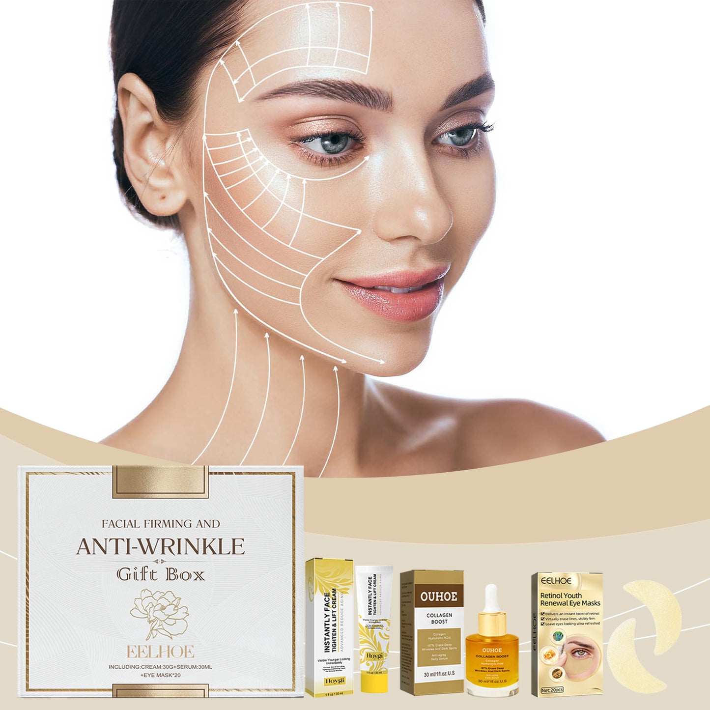 Fifuroes Facial Skin Care Gift Box, Moisturizing And Moisturizing Face And Eye Skin Rejuvenation Care And Lotion Set