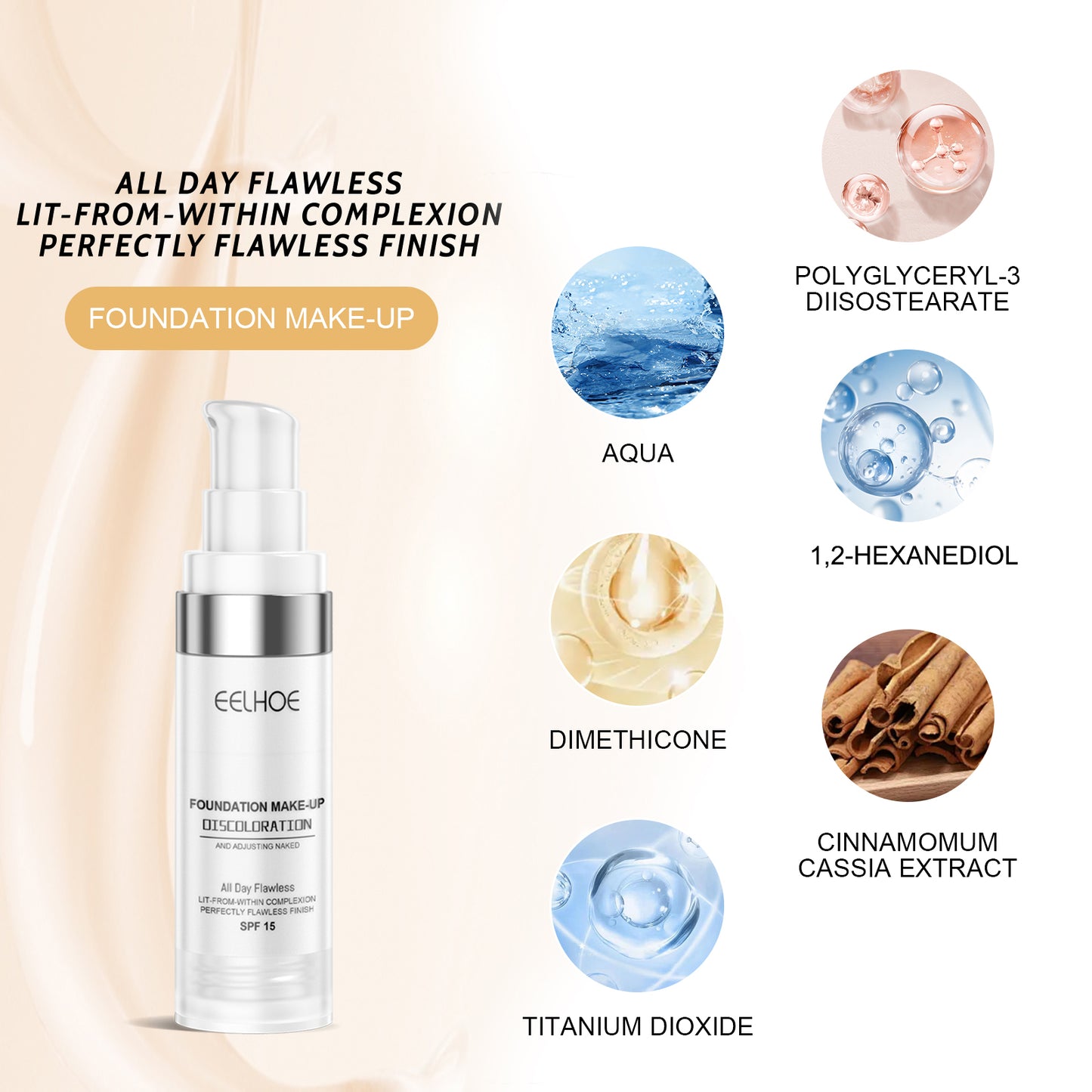 Fifuroes Concealer Color Change Liquid Foundation Concealer Long-Lasting Moisture Moisturizing, Moisturizing, Moisturizing, Warming, Brightening And Clear Complexion