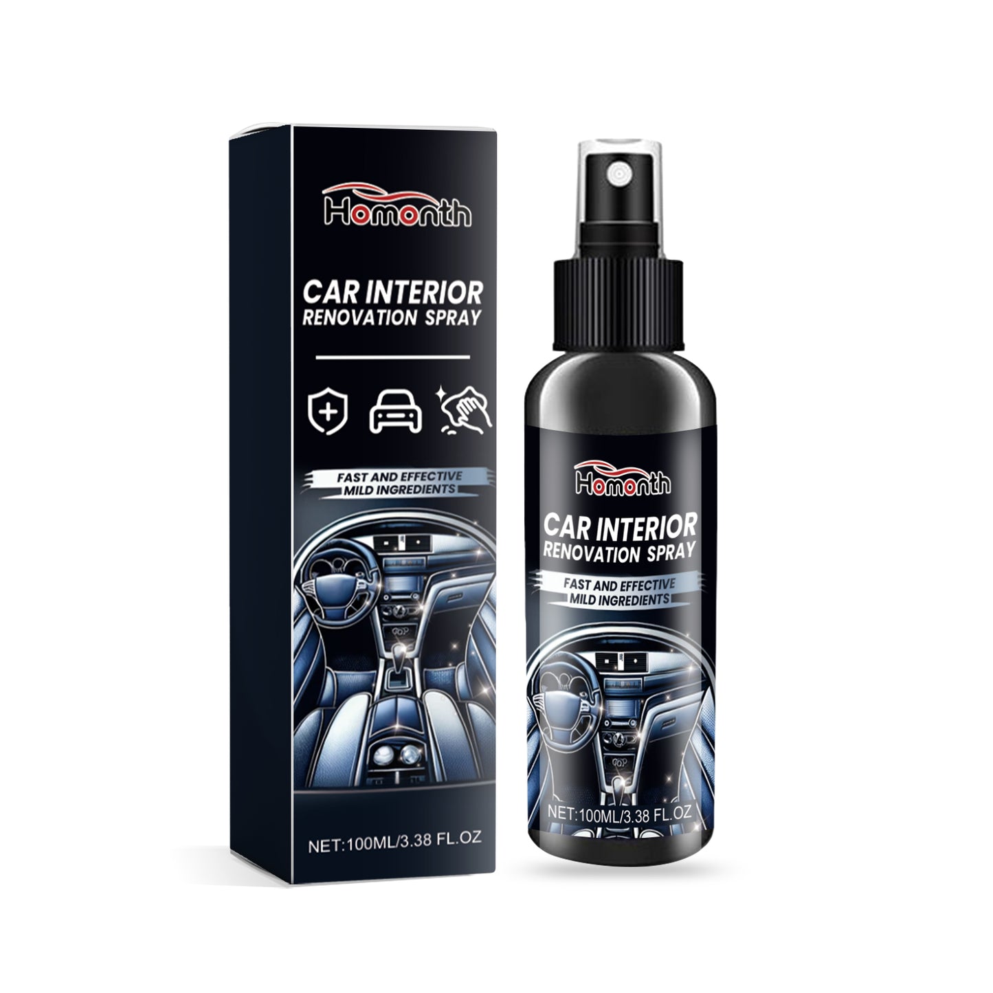 Fifuroes Car Interior Renovation Spray, Seat Interior Instrument Panel Cleaning Decontamination Maintenance Refurbishing Care Agent