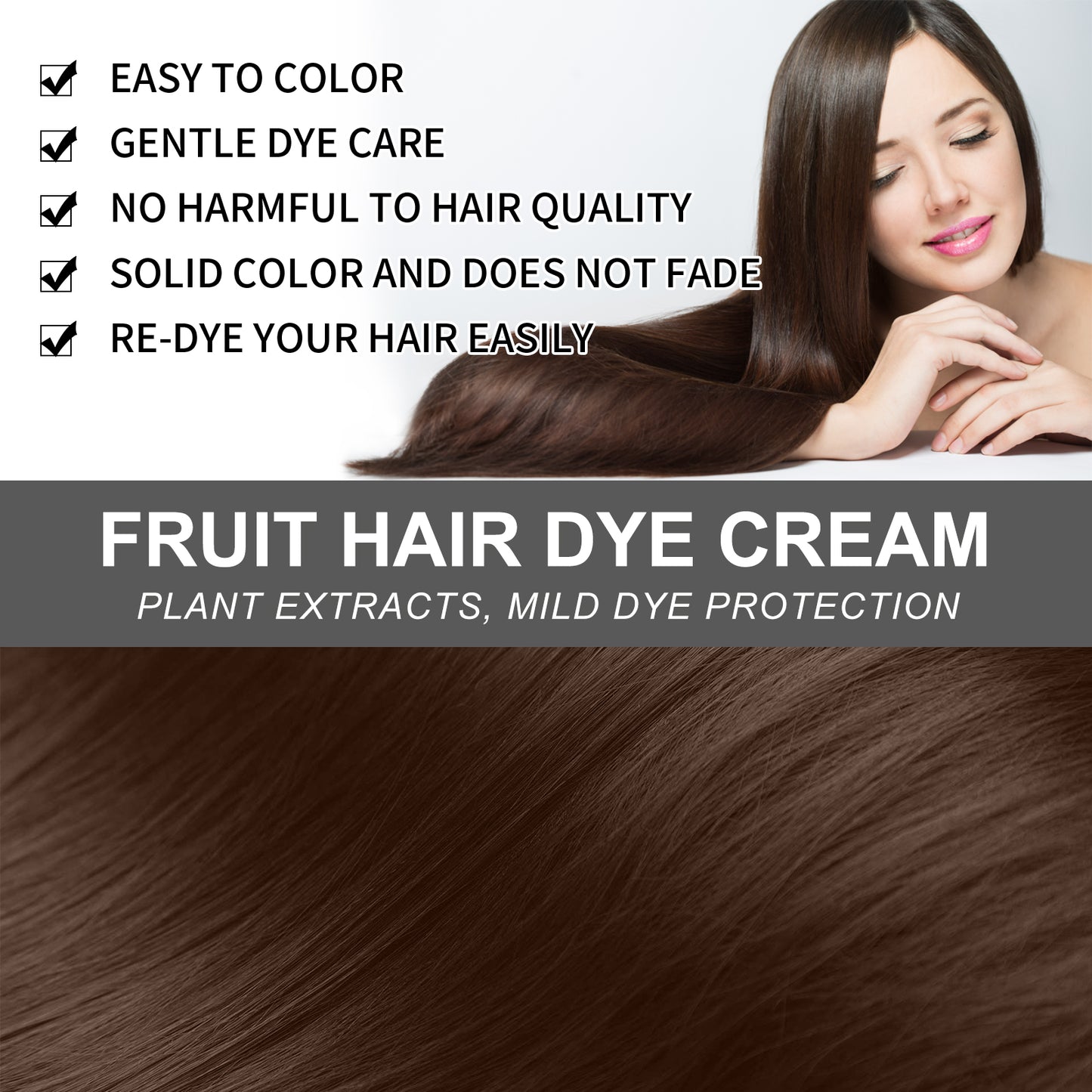 Fifuroes Fruit And Vegetable Hair Cream, Natural, Mild And Long-Lasting, Does Not Hurt The Scalp. Easy To Apply Dark Hair Cream