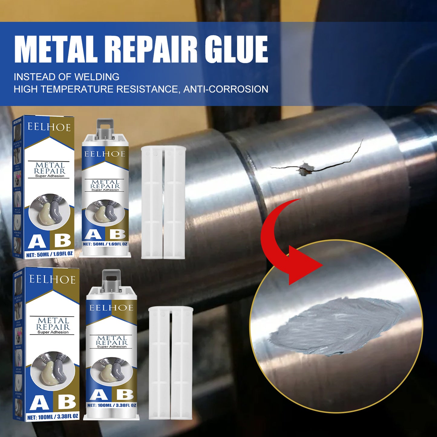 Fifuroes Metal Repair Glue, Crack Filling And Leak Plugging Quick Dry Crack High Temperature Welding Metal Repair Agent