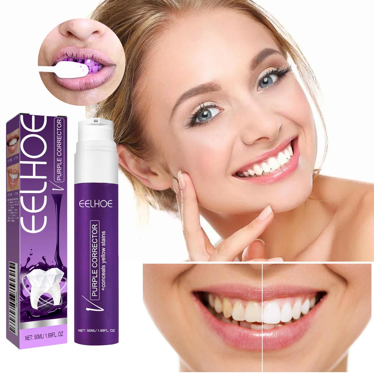 Fifuroes V34 Purple Toothpaste Beauty Teeth Stain Removal Anti-Pigmentation Yellow Teeth Clean White Bright White