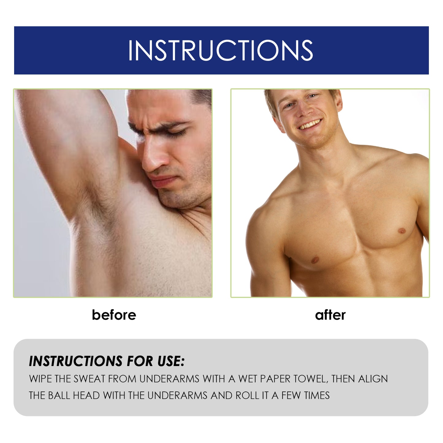 Fifuroes Men's Antiperspirant Roll-On Clean Underarm Sweat Odor Refreshing And Lasting Fragrance Roll-On Perspirant Suppression
