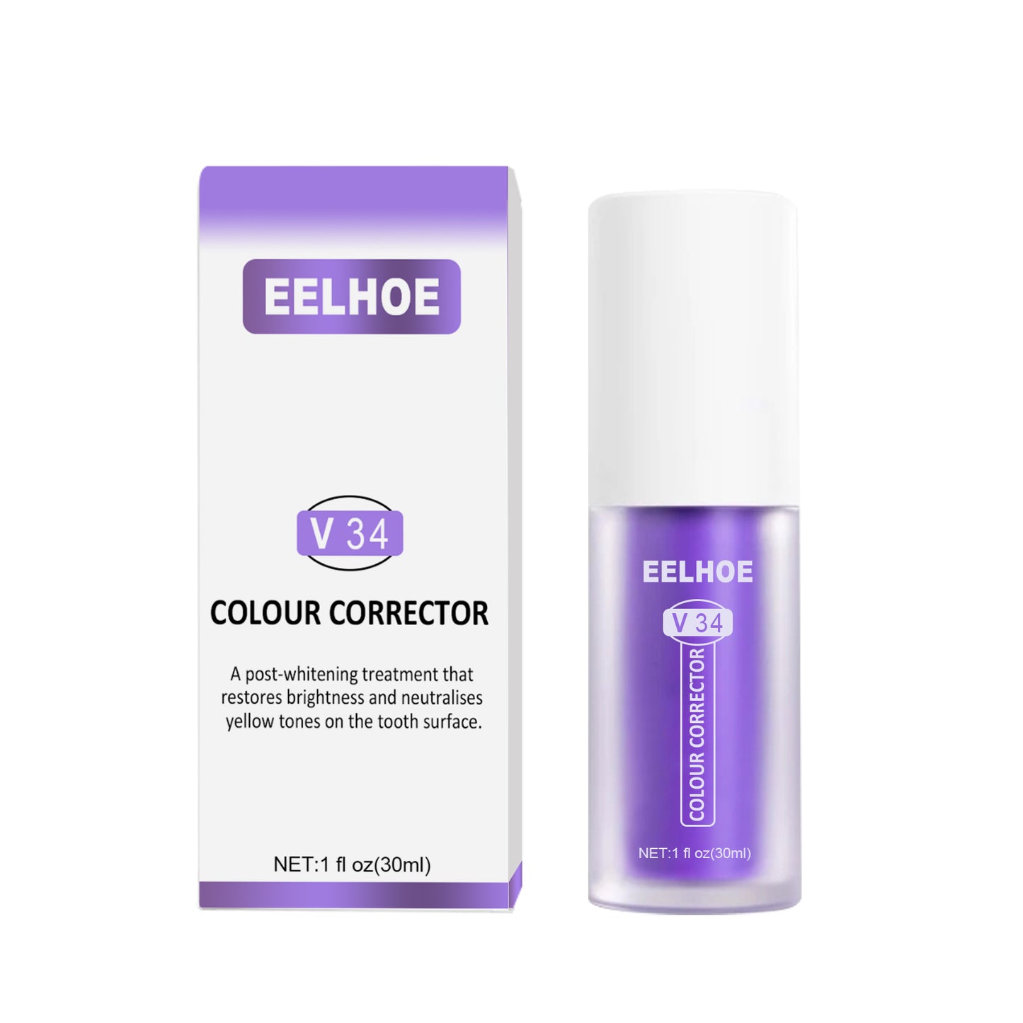 Fifuroes V34 Colour Corrector, Mouth Shine White Clean Stains Shine White Teeth Purple Toothpaste