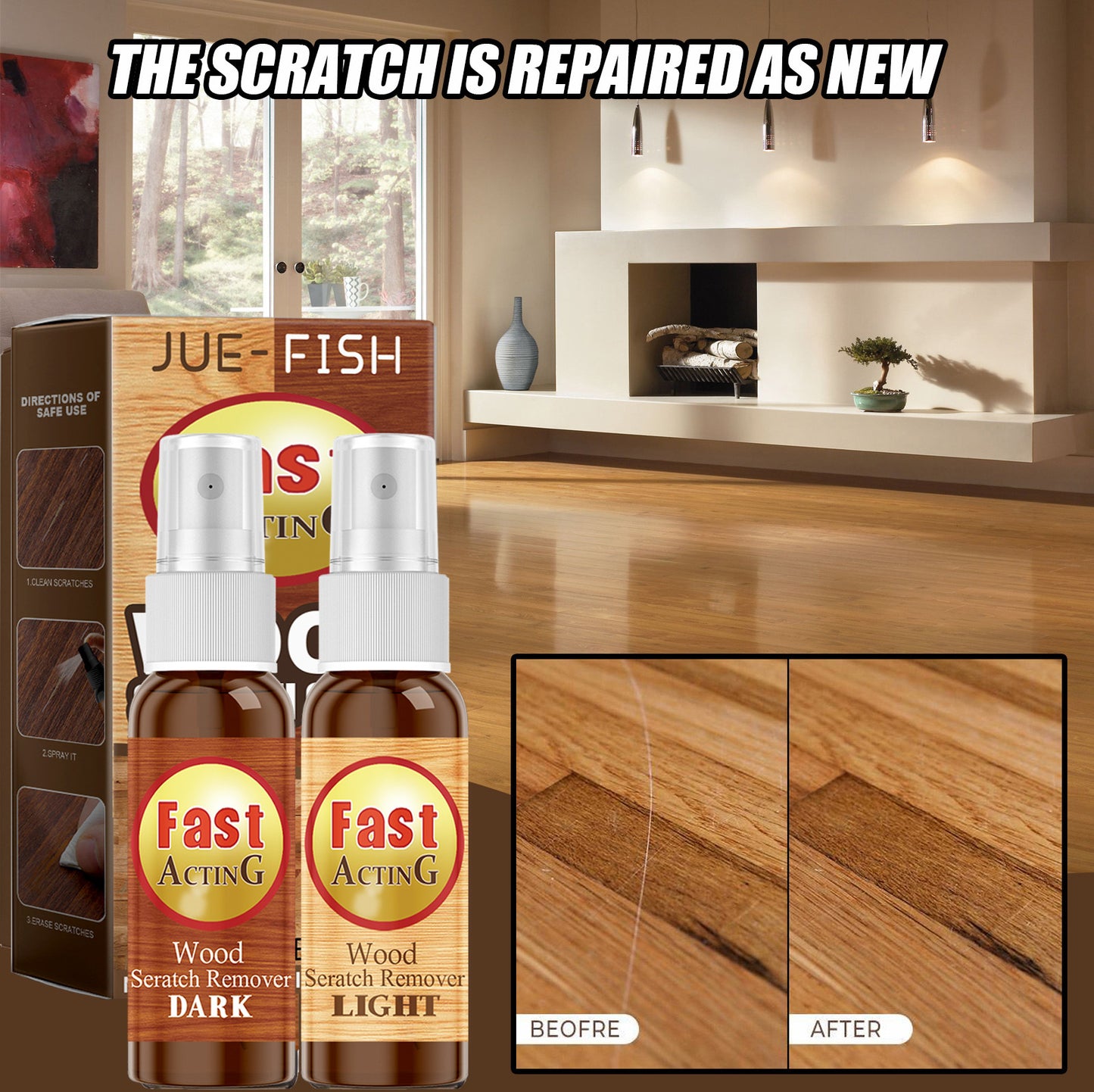 Fifuroes Wood Floor Scratch Repair Agent, Scratch Repair Spray Furniture Floor Renovation Repair Paint