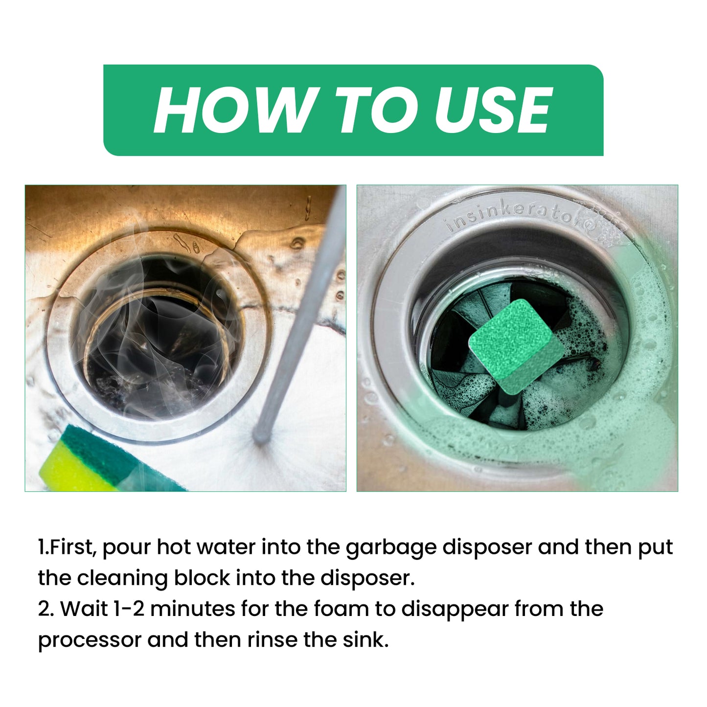 Fifuroes Garbage Disposal Cleaning Block, Kitchen Food Waste Disposal Agent Pipeline Cleaning Block