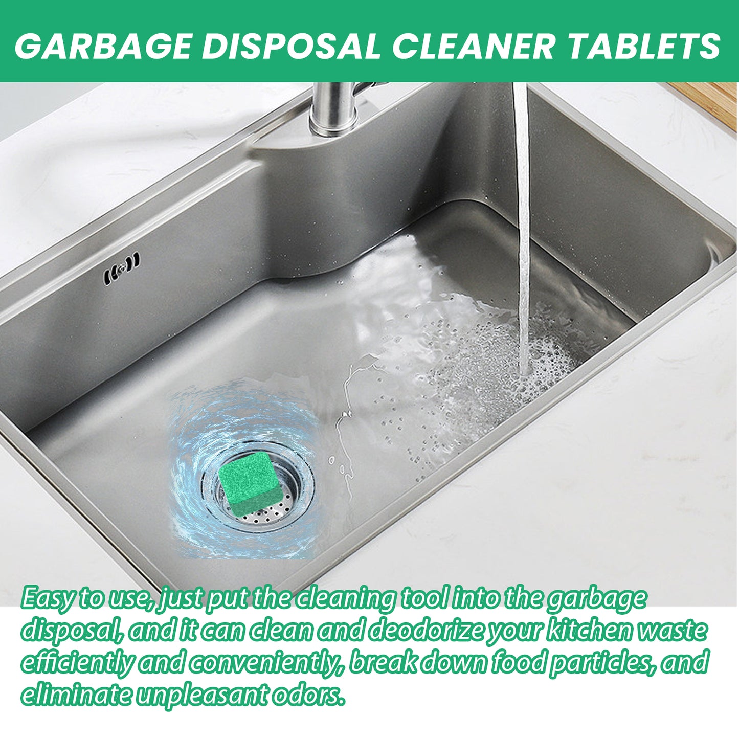 Fifuroes Garbage Disposal Cleaning Block, Kitchen Food Waste Disposal Agent Pipeline Cleaning Block