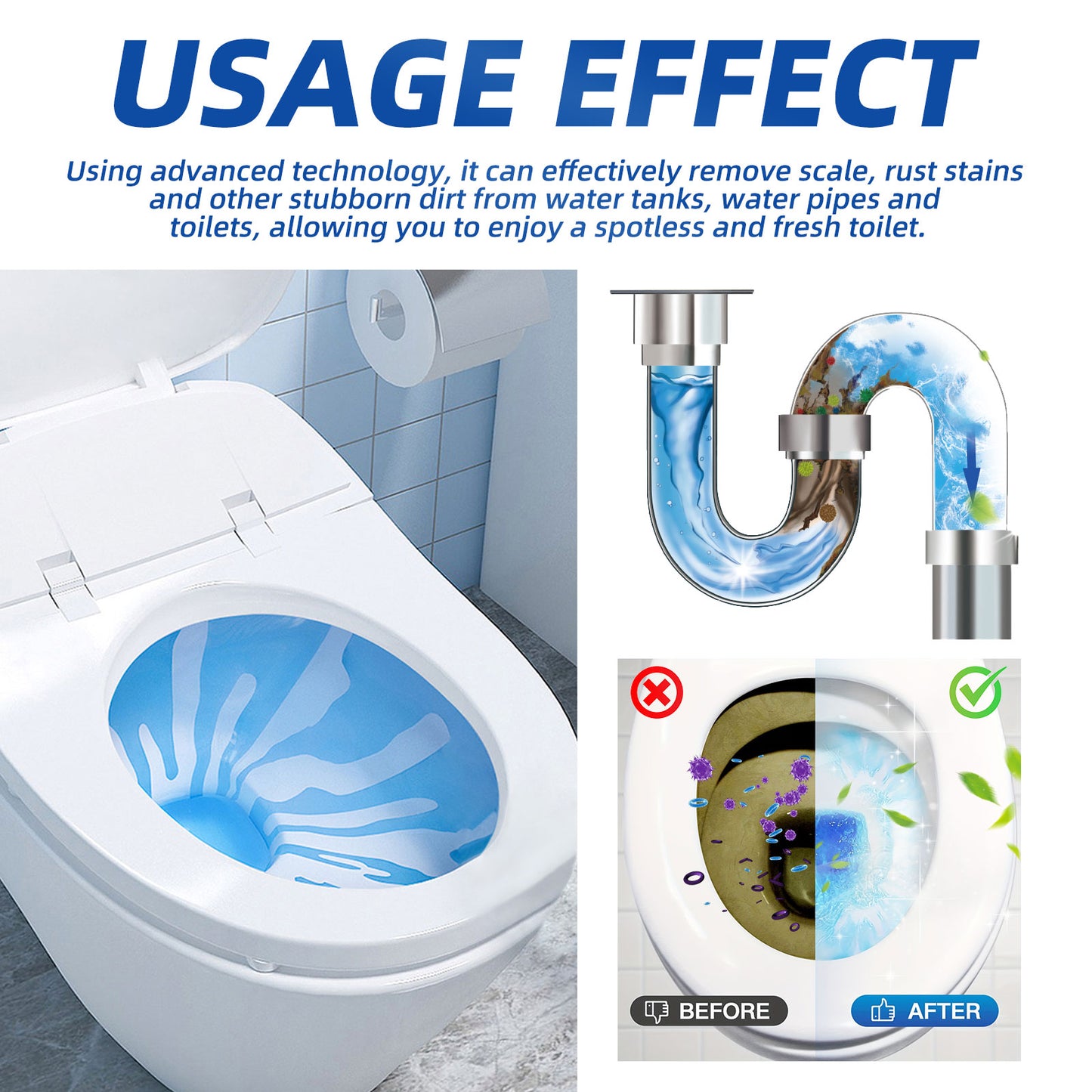 Fifuroes Automatic Toilet Bowl Cleaner, Household Descaling Deodorizing Deodorizing Odors Fresh Toilet Cleaning Block