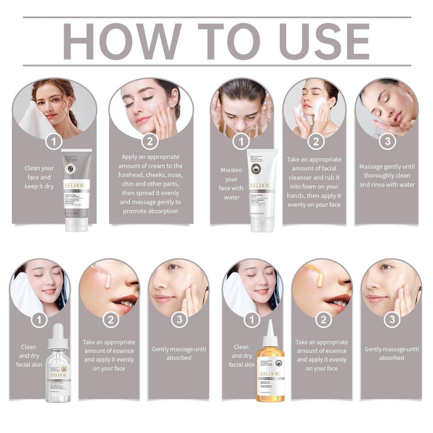Fifuroes Acne Care Set Brightening Skin Gentle Moisturizing Repair Skin Moisturizing facial set