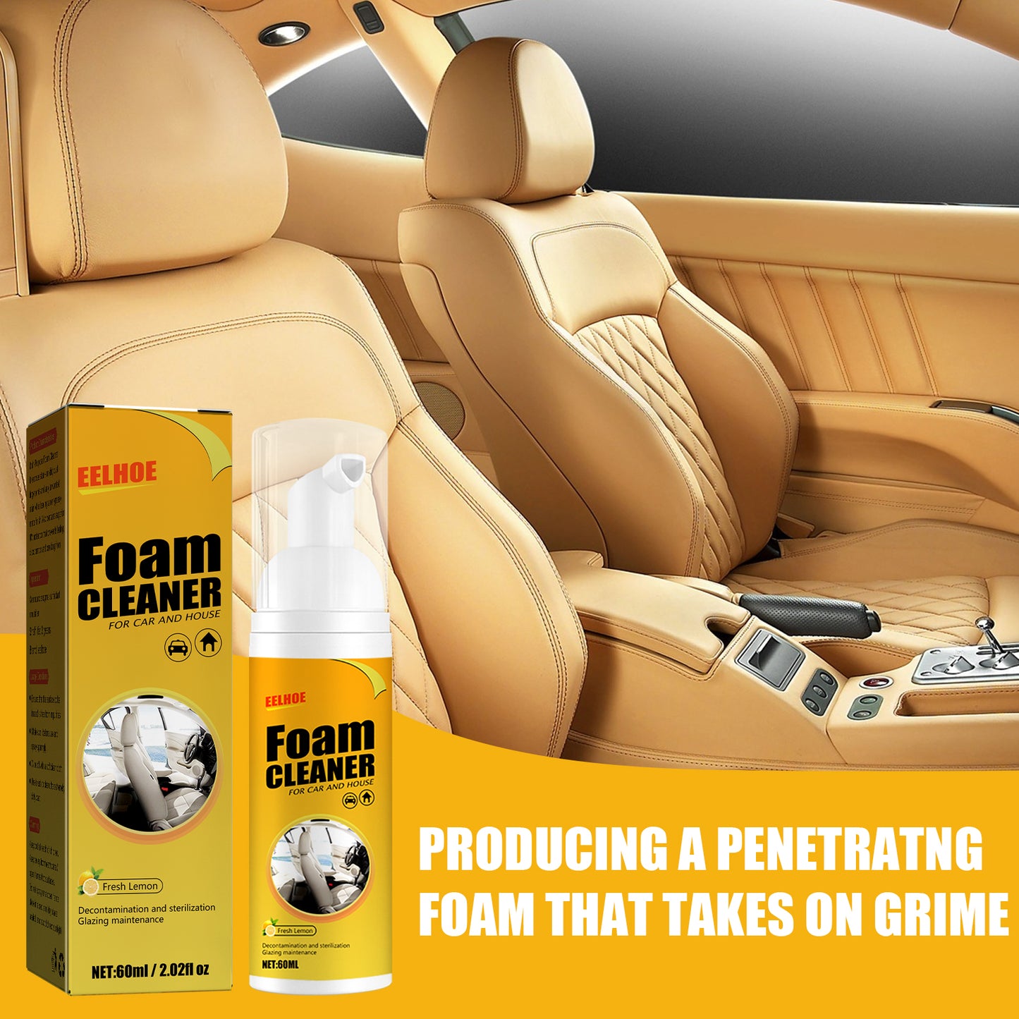 Fifuroes Multi-Purpose Foam Cleaner, Leather Seat Foam Head Cleaner Car Interior Decontamination Cleaning