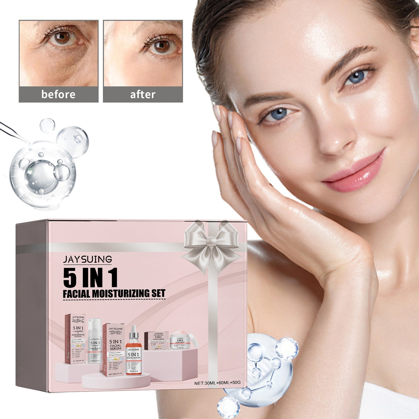 Fifuroes 5 In 1 Facial Moisturizer Set, Hydrating And Moisturizing Deep Moisturizing Whitening, Brightening And Firming Skin