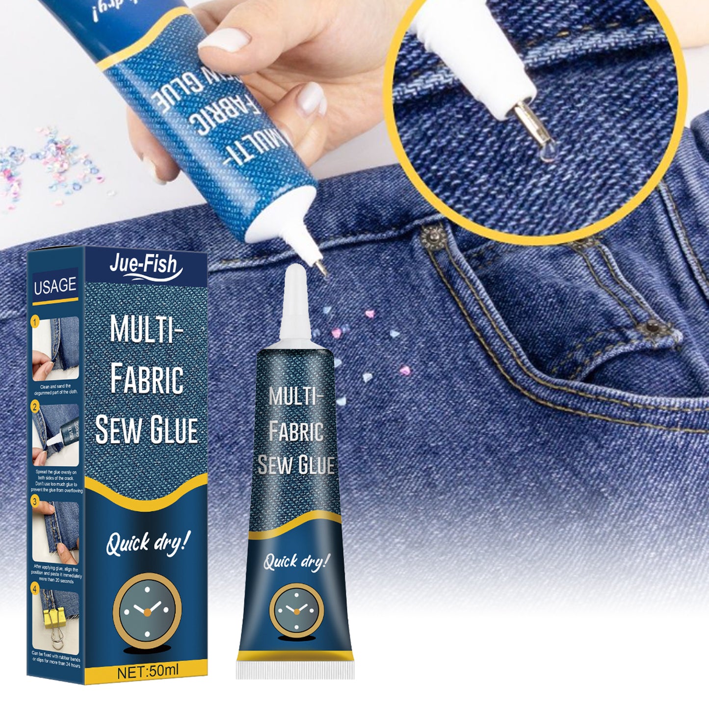 Fifuroes  Fabric Sewing Glue Clothing Special Glue Printing Pants Insoles, Jeans Ripped Fabric Glue