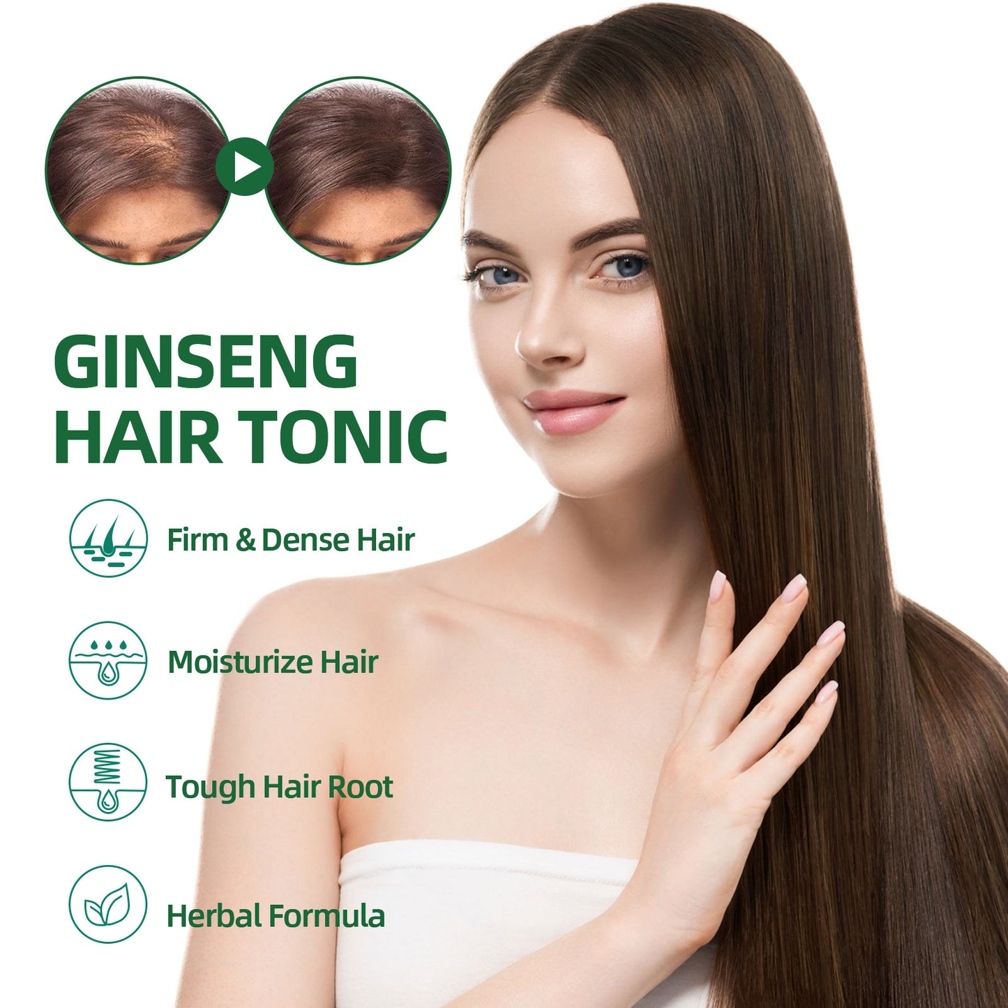 Fifuroes Ginseng Hair Growth Liquid, Ginseng Essence Moisturizes Hair, Hair Prevents Loss And Care Hair Growth Spray