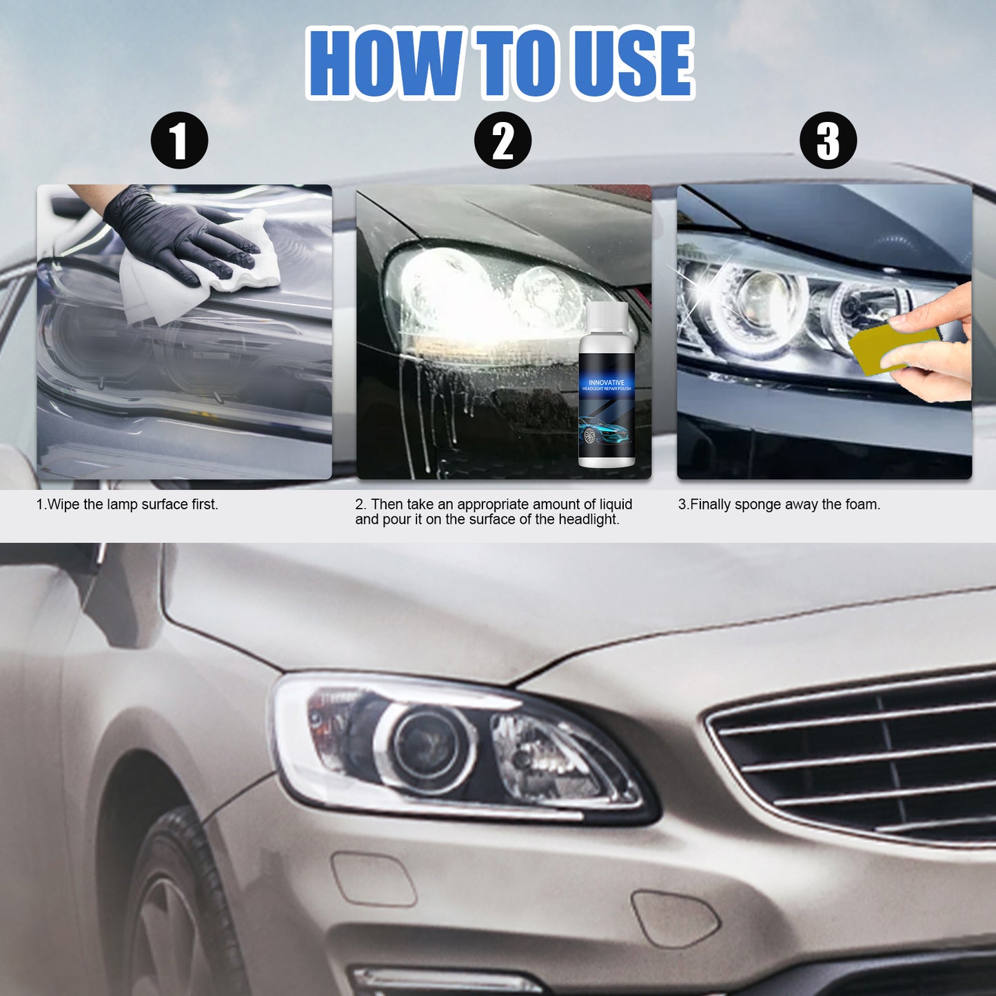 Fifuroes Car Headlight Repair Fluid, Vehicle Light Plating Crystal Reconditioning Agent Tool Vehicle Headlight Coating Reconditioning Agent