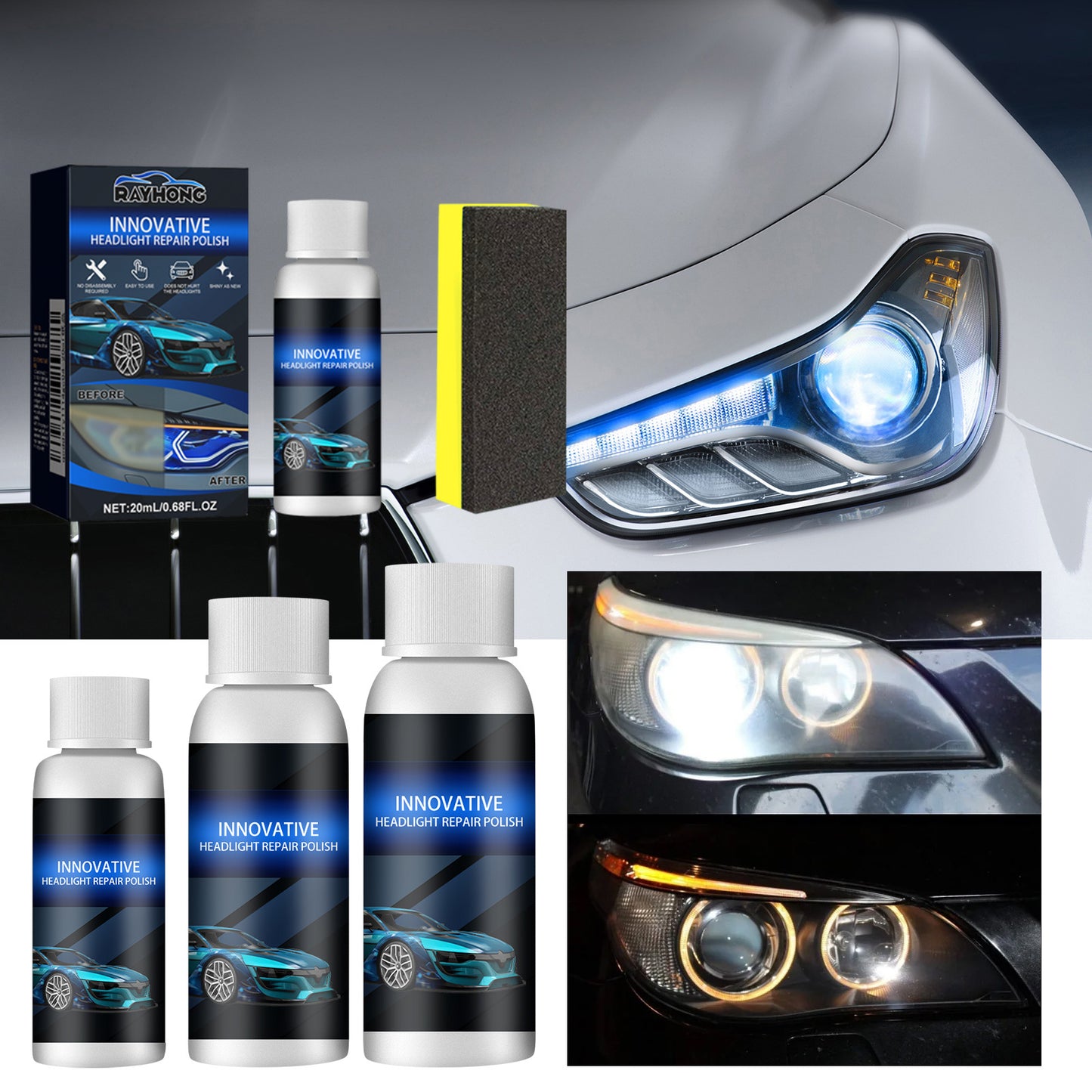 Fifuroes Car Headlight Repair Fluid, Vehicle Light Plating Crystal Reconditioning Agent Tool Vehicle Headlight Coating Reconditioning Agent