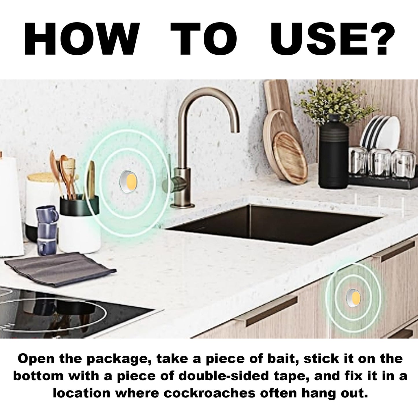 Fifuroes Roach Ace Bait Station, Insect-Repellent Cockroach Bait Kitchen Home Cockroach Elimination Whole Nest End Cleaner