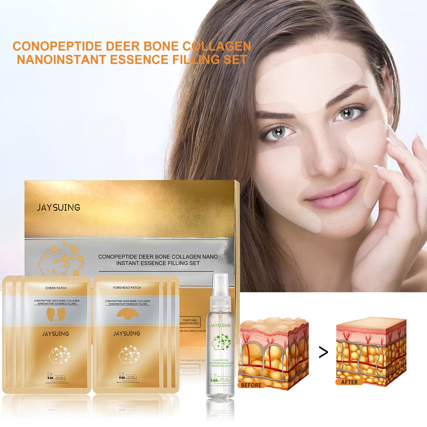 Fifuroes Snail Peptide Deer Bone Collagen Essence Set Lightens Fine Lines, Anti-Aging, Moisturizes And Tightens Facial Skin