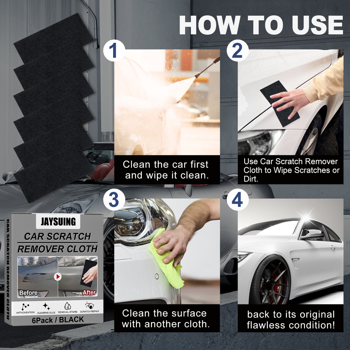 Fifuroes Car Scratch Remover Cloth, Nano Flash Cloth Car Scratches Water Stain Cleaning Scratches Care And Maintenance
