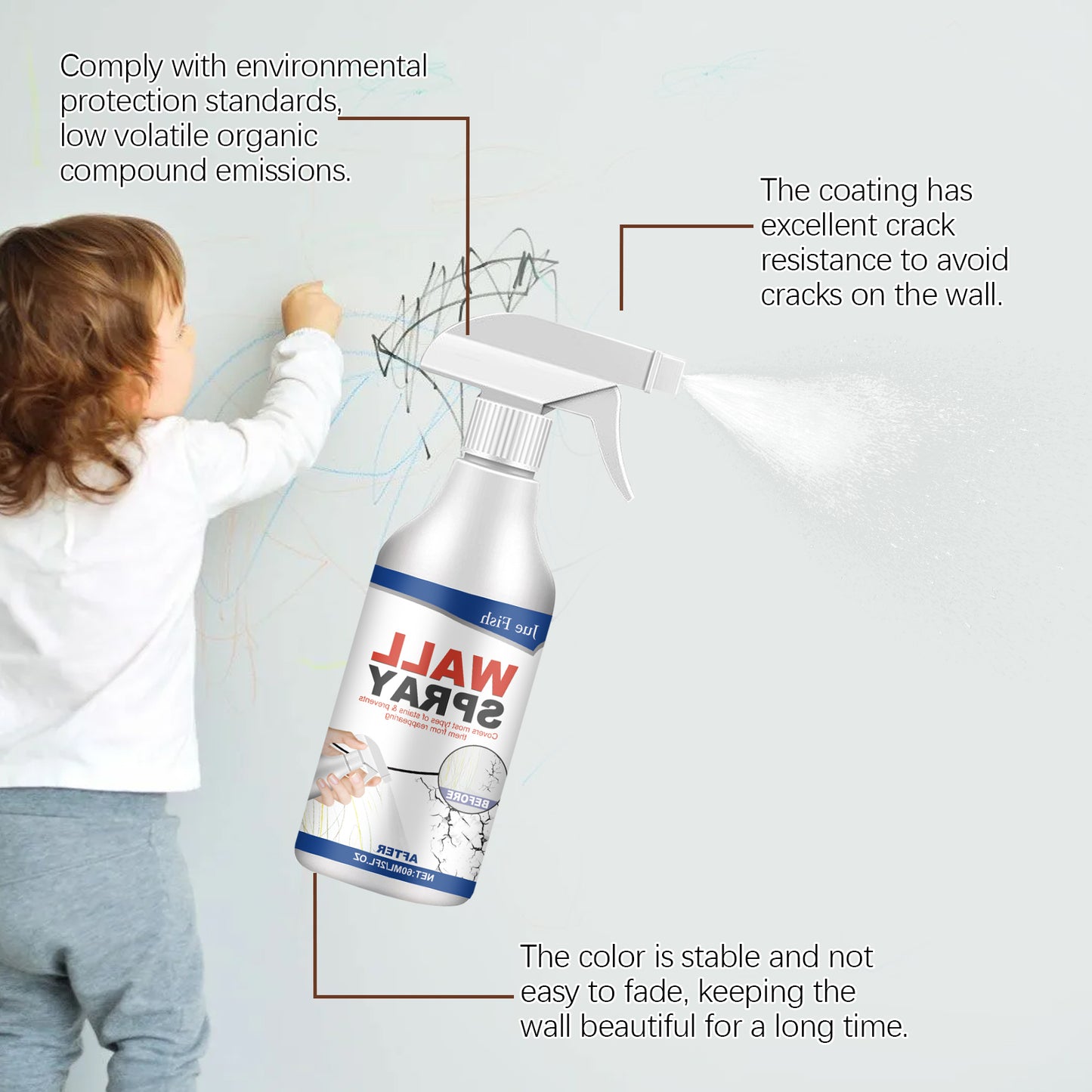 Fifuroes Wall Spray Paint, Repair Household Cover Stains, Wall Fall Off Indoor Renovation Straight Paint