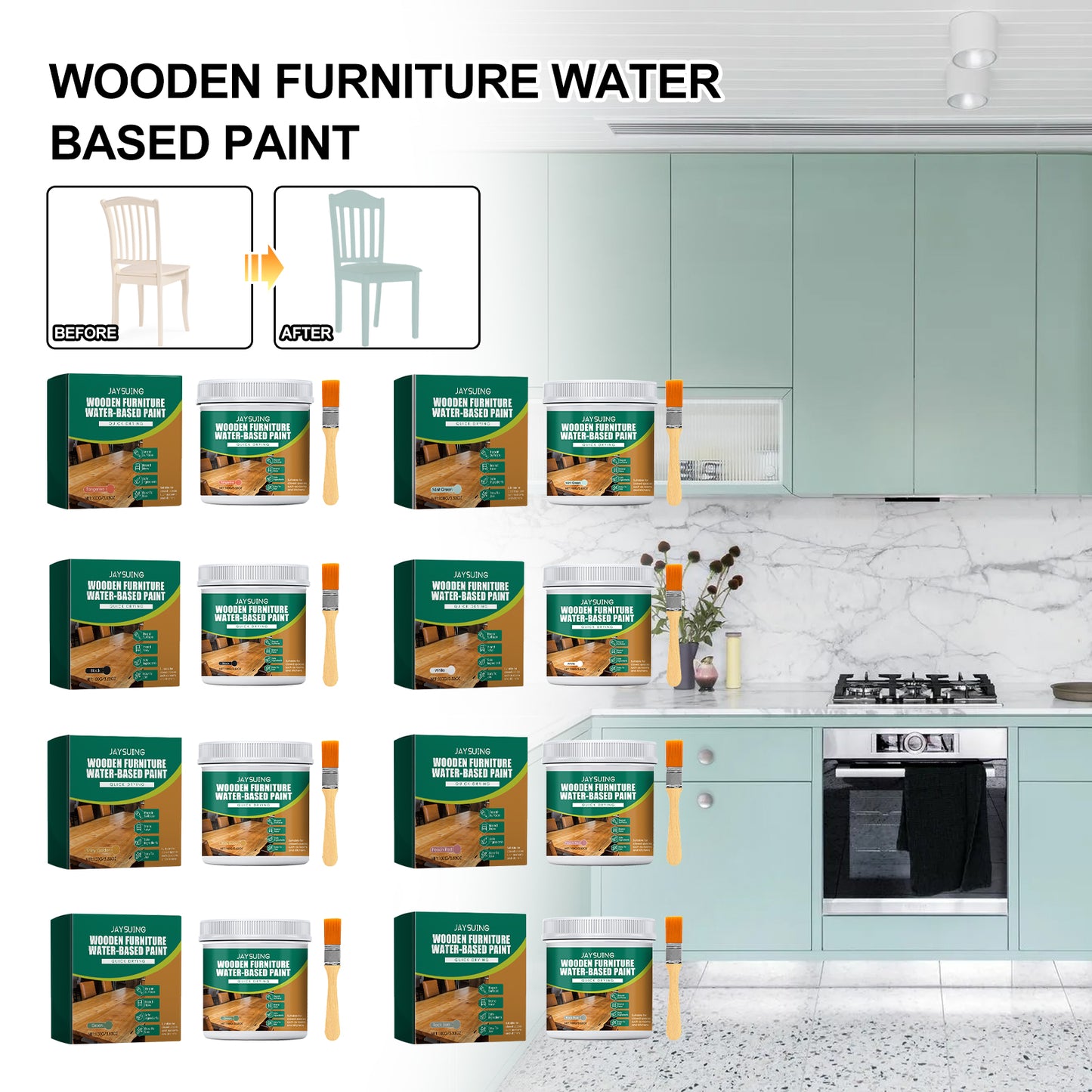 Fifuroes Wooden Furniture Water-Based Paint, Solid Wood Wardrobe Wooden Door Renovation Color Special Multi-Color Wood Paint