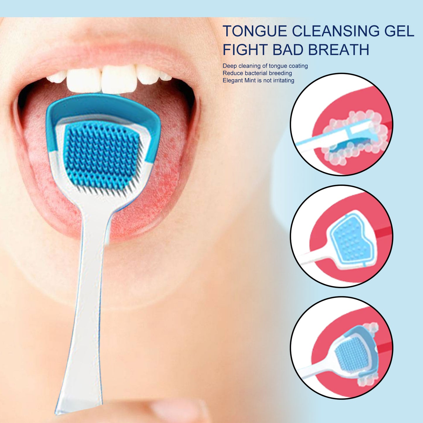Fifuroes Tongue Coating Cleansing Gel, Tongue Coating Cleansing Oral Care Removes Bad Breath And Freshens Breath Gel With Brush