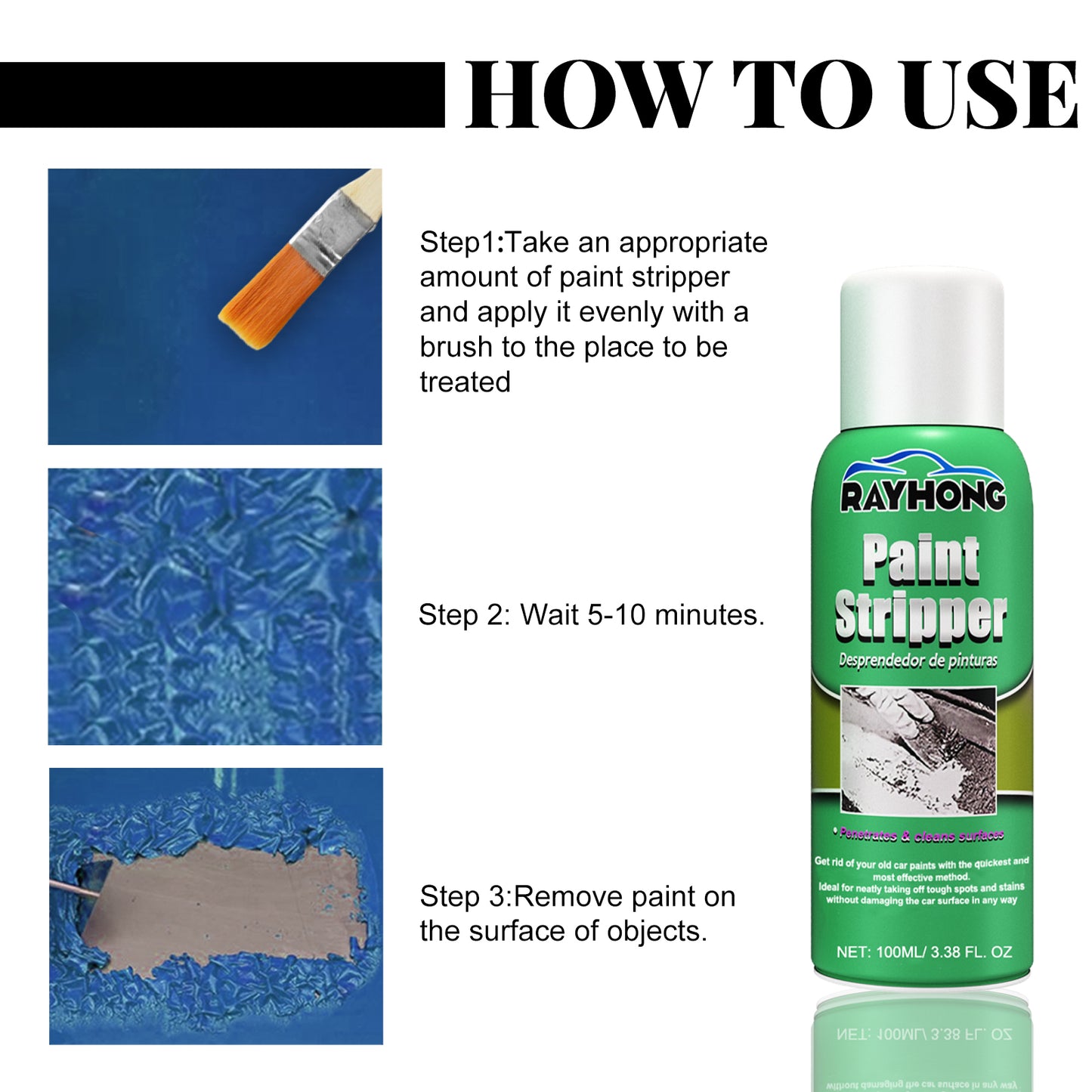Fifuroes Paint Remover, Auto Wheel Stripping Metal Surface Paint Remover Non-Trace Cleaning Paint Remover
