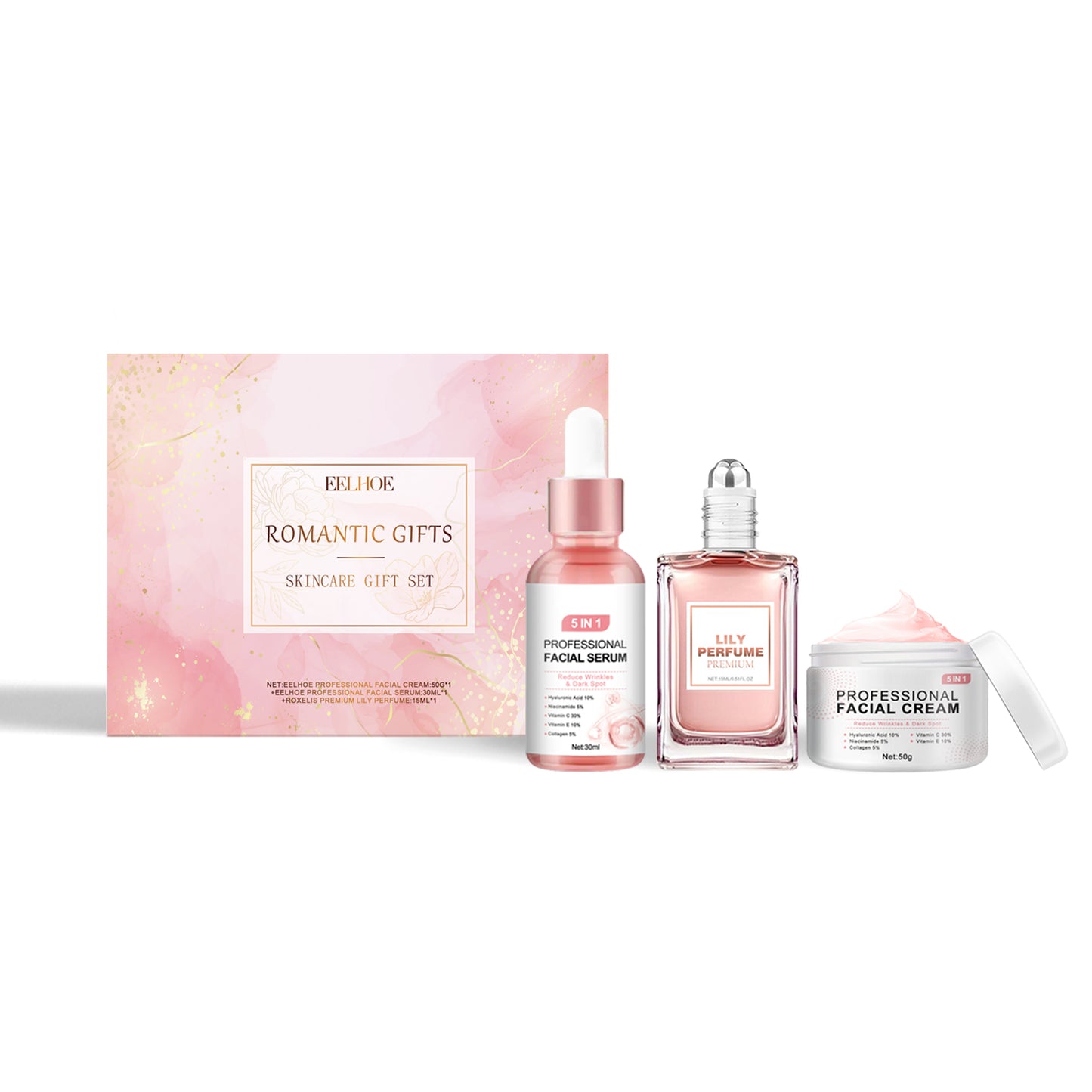 Fifuroes Pink Romantic Pleasure Skin Care Gift Box, Moisturizing And Moisturizing Skin Romantic Fragrance Body Care