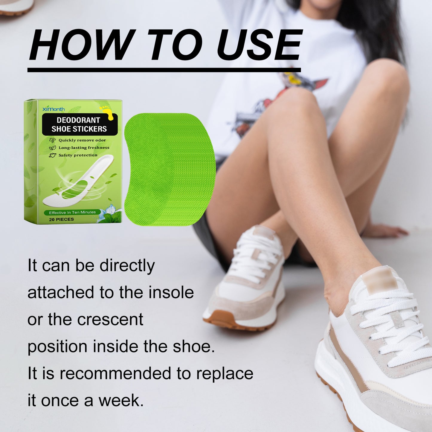 Fifuroes Deodorant Shoe Stickers, Deodorant Sports Breathable Deodorant Absorbent Comfortable Refreshing Invisible Deodorant Insoles