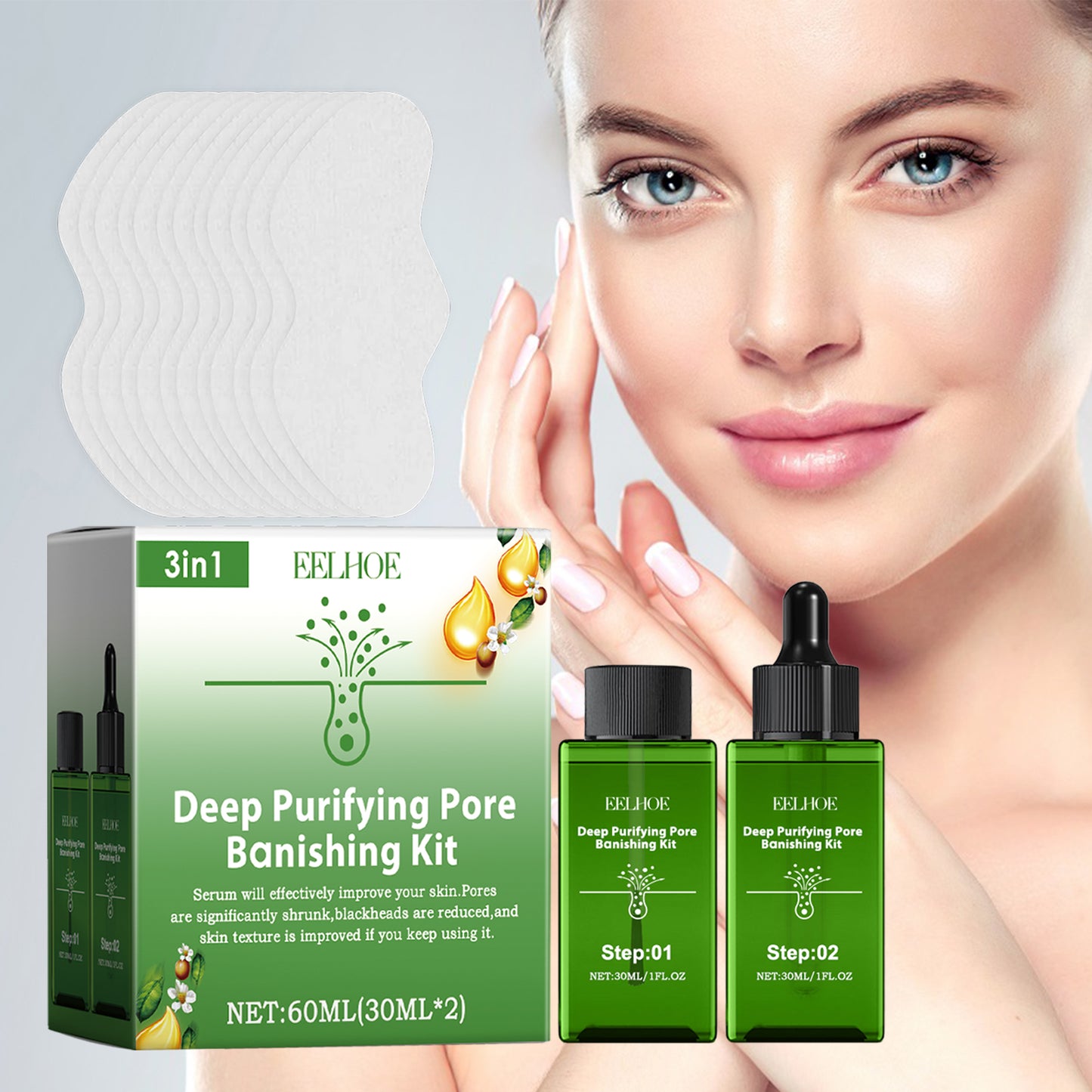 Fifuroes Deep Purifying Pore Banishing Kit, Pore Thinning And Blackhead Remover Moisturizing Essence
