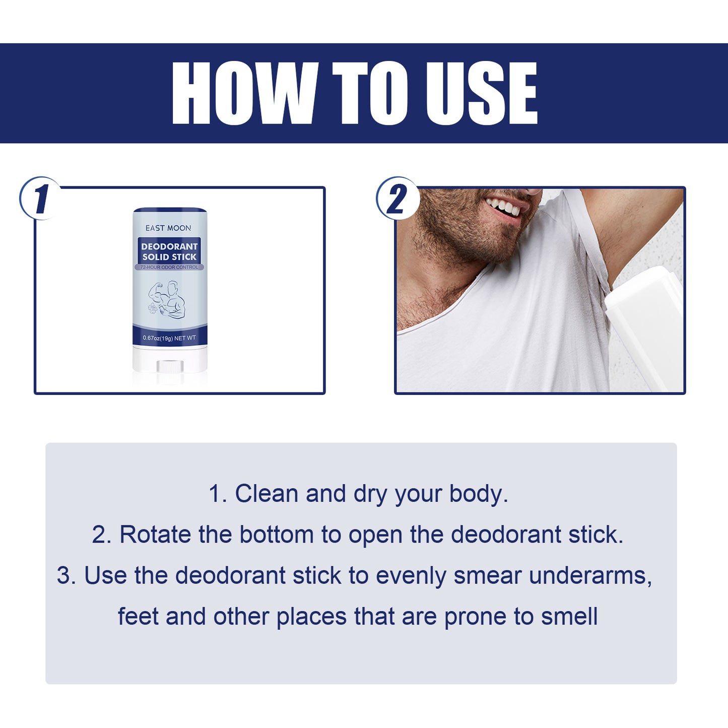 Fifuroes Men's Treatment Stick For Armpit Odor Cleaning Armpit Dry Long-Lasting Fragrance Portable Deodorant Stick