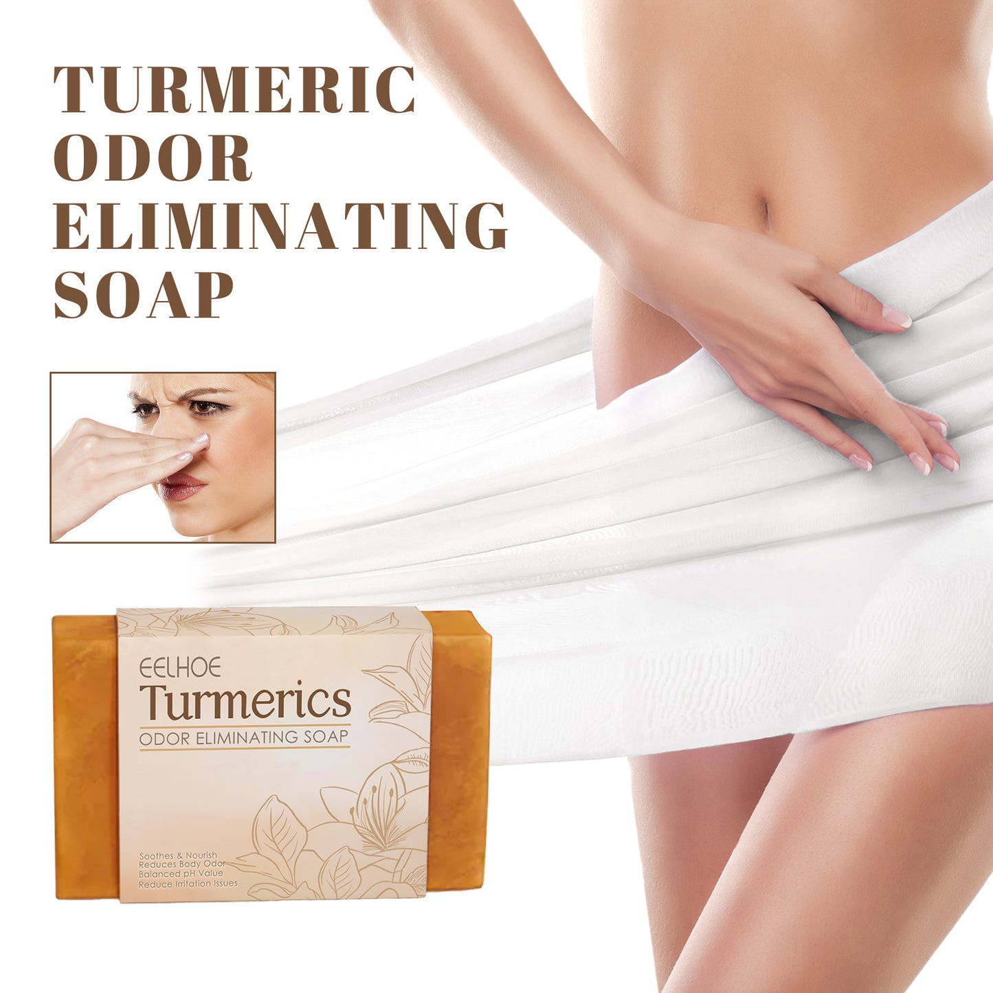 Fifuroes Turmeric Cleansing Soap Moisturizes Skin Women's Body Gently Cleans Odors Moisturizing Brightening Cleansing Soap
